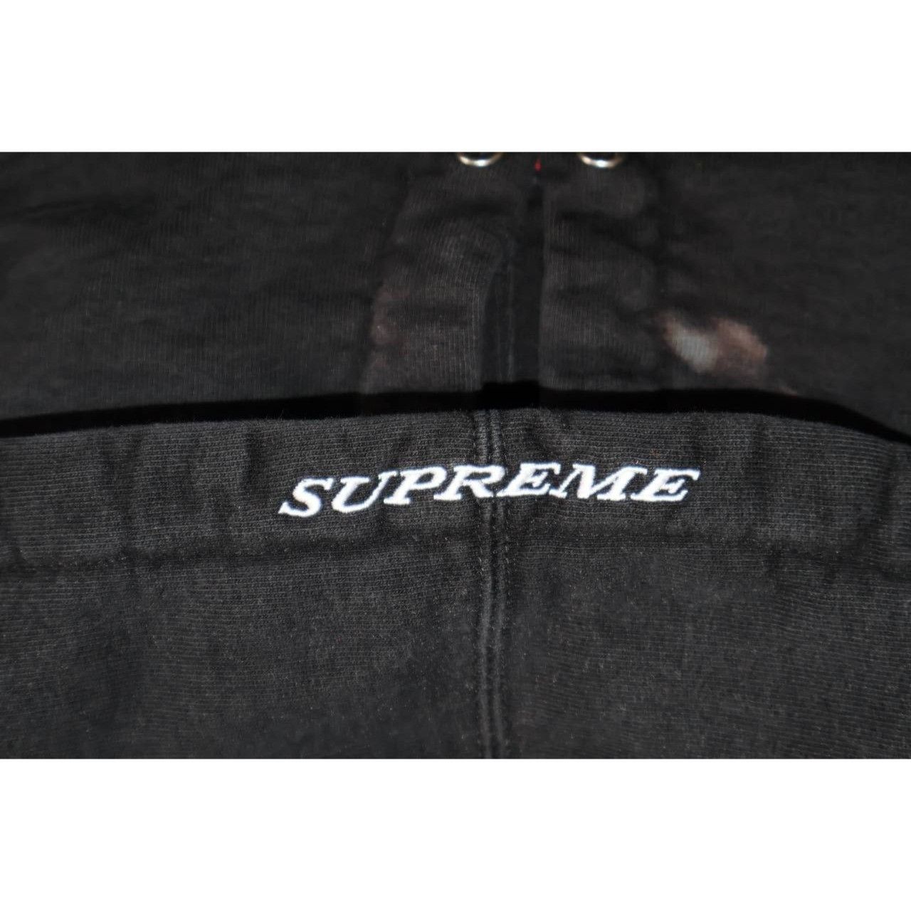 Supreme Supreme Striped Rib Hoodie Black Bleached Box Logo Tag M Size US M / EU 48-50 / 2 - 7 Thumbnail