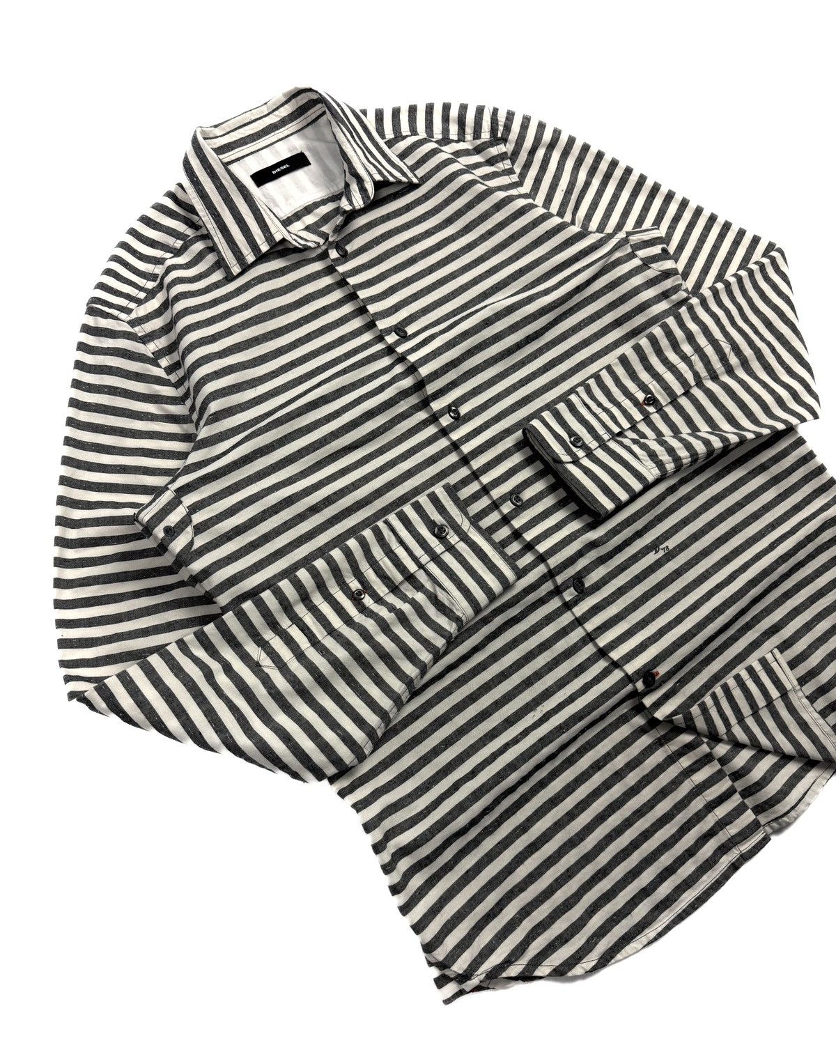 Diesel Diesel Vintage Prison Style Striped Button Shirt Cotton Gray Size US M / EU 48-50 / 2 - 6 Thumbnail
