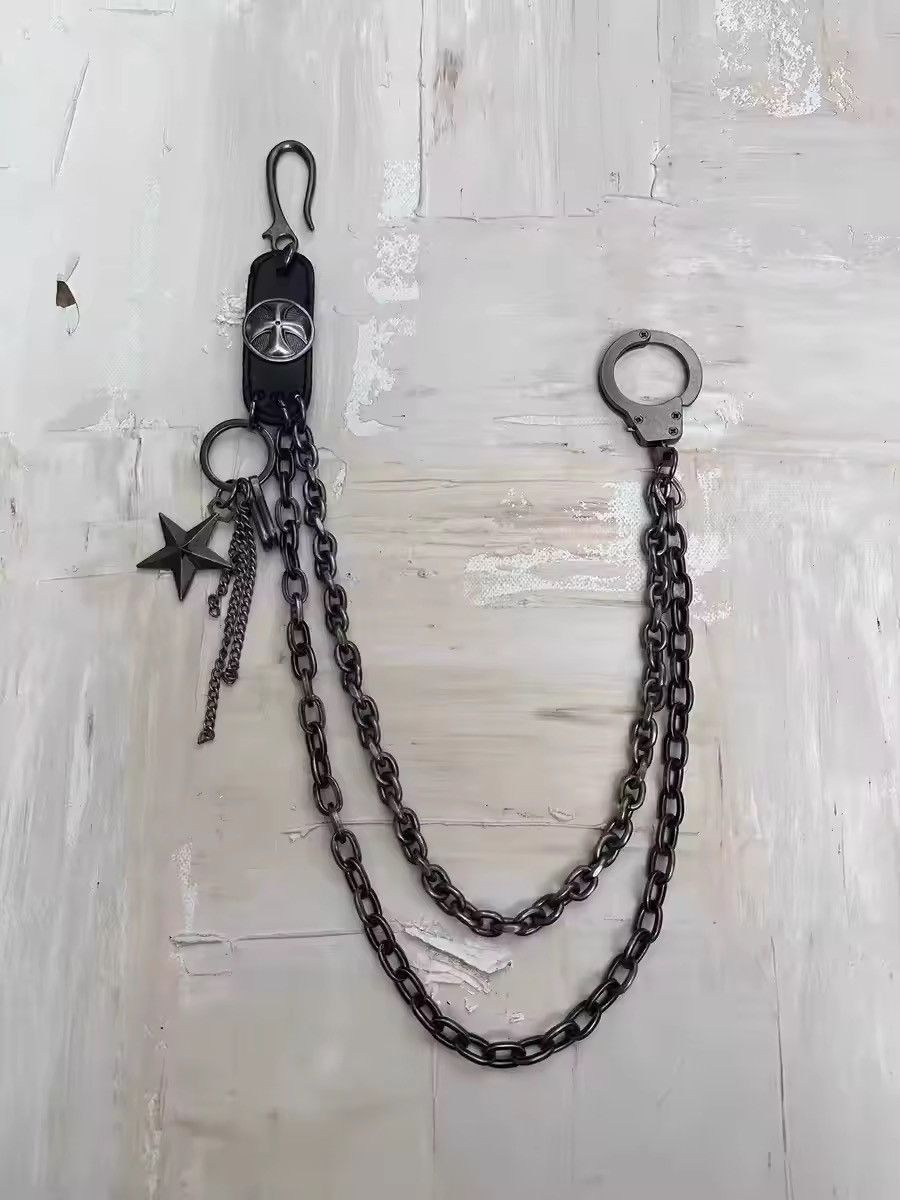 Vintage Cowhide Bilayer Stars Tassels Pants Chain Size ONE SIZE - 3 Thumbnail