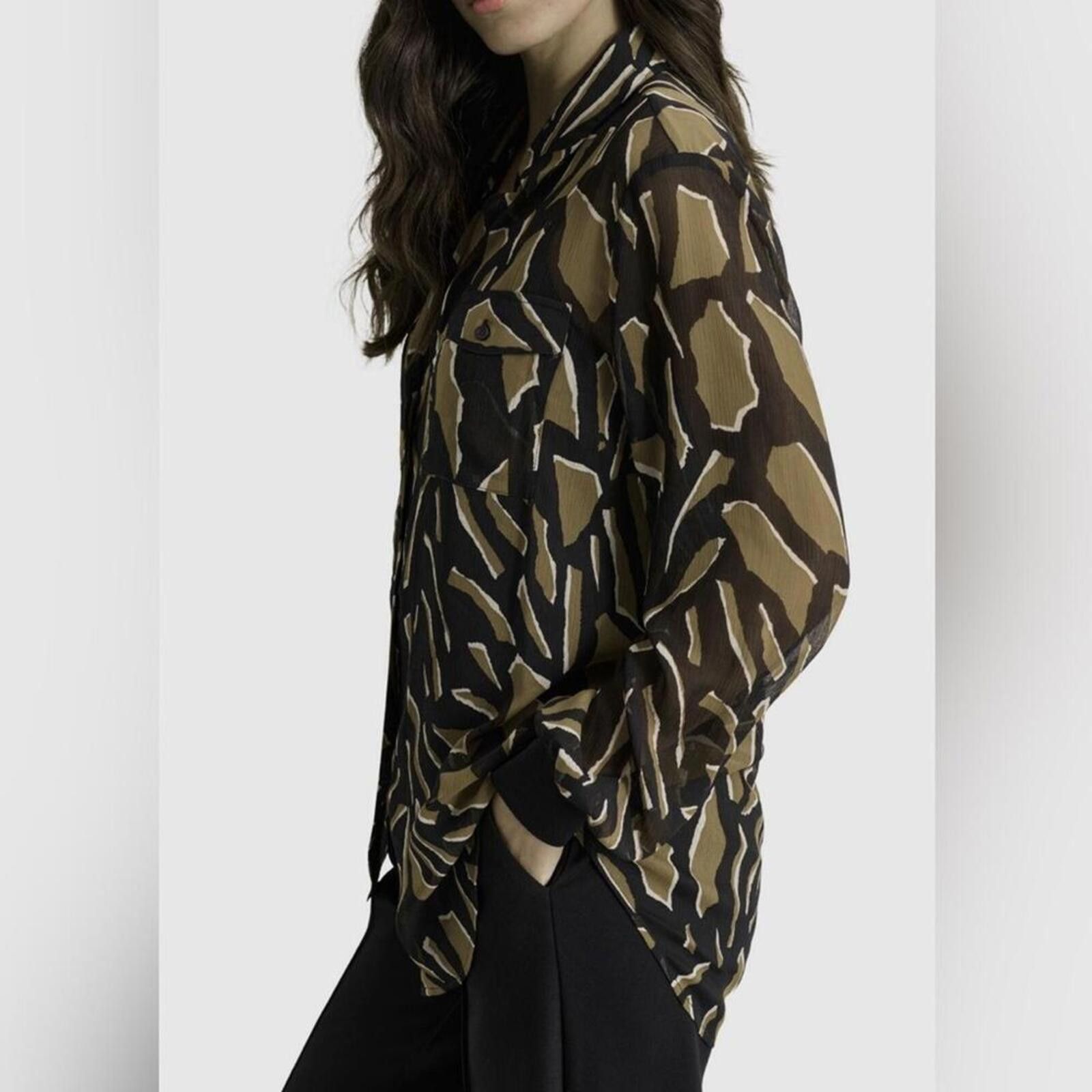DKNY DKNY / Women’s Floral Print Long Sleeve Chiffon Shirt / xs Size XS / US 0-2 / IT 36-38 - 4 Thumbnail
