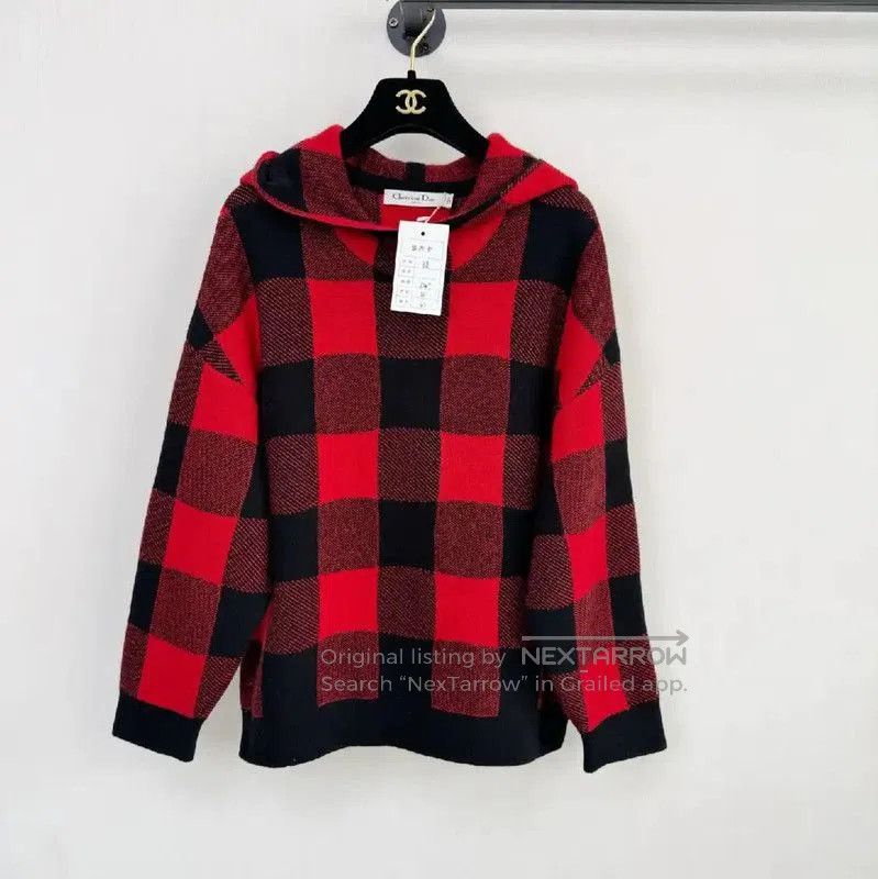 Dior Dior Red Checkered Long Sleeve Hoodie . Size US M / EU 48-50 / 2 - 1 Thumbnail