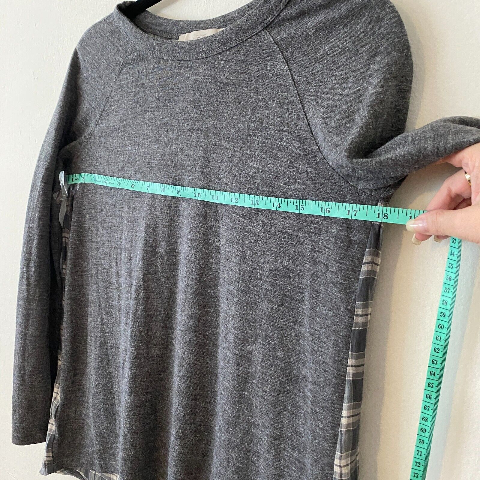 Other Ann Taylor Loft High Low Top Gray Blue Cream Plaid Button Size XS / US 0-2 / IT 36-38 - 7 Thumbnail