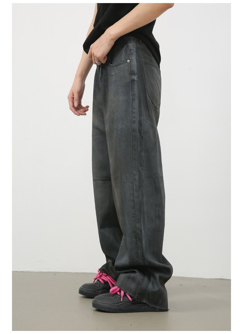 Japanese Brand × Jean Vintage coated wide-leg high street distressed loose jeans Size US 32 / EU 48 - 4 Thumbnail