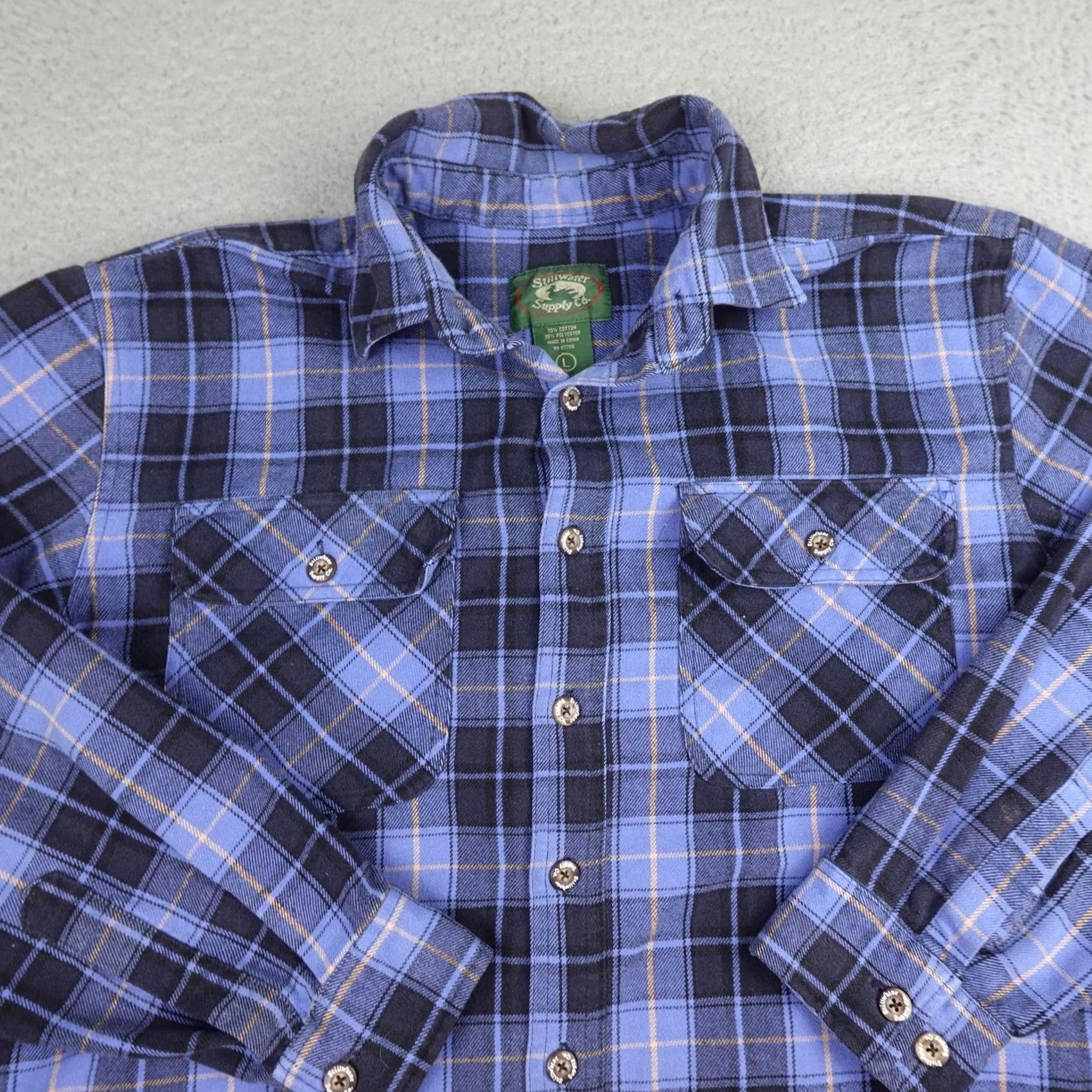 Vintage Stillwater Supply Co Flannel Shirt Mens Large Blue Plaid Button Up Casual Workwear Outdoors Size US L / EU 52-54 / 3 - 4 Thumbnail
