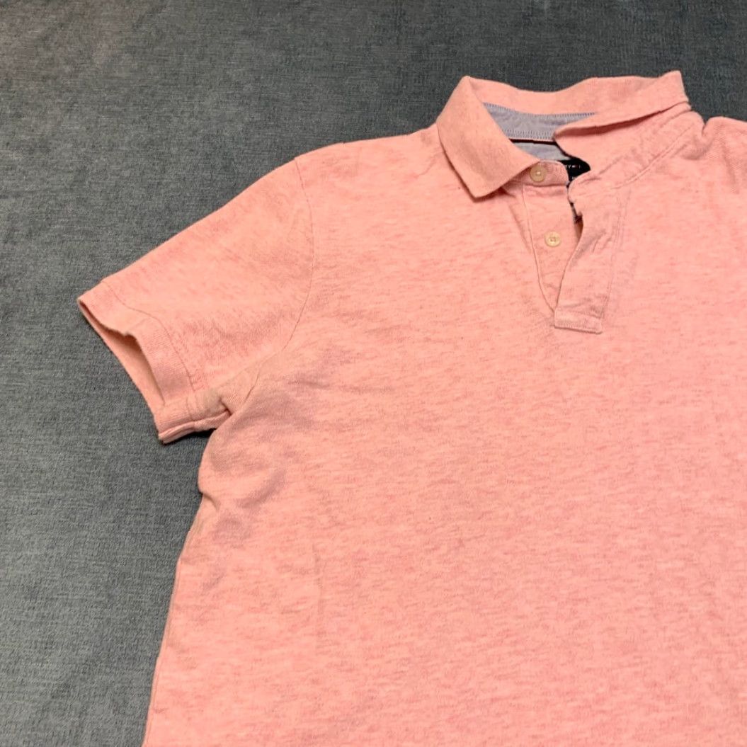Tommy Hilfiger Tommy Hilfiger Polo Shirt Men Medium Pink Melange Textured Side Slit Golf Tennis Shirt Mens Cotton Breathable Casual Size US M / EU 48-50 / 2 - 4 Thumbnail