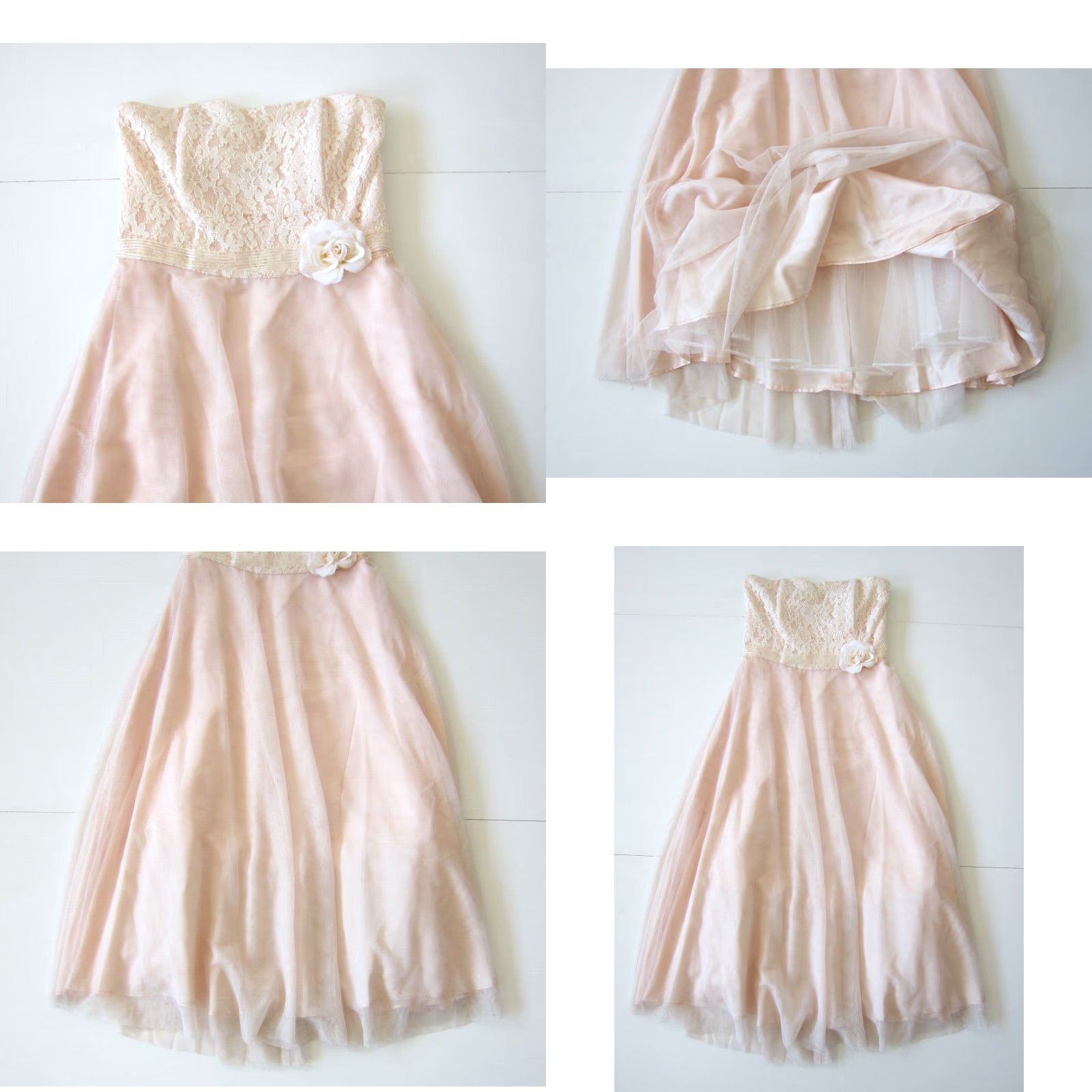 Vintage VINTAGE Scott McClintock Pink Lace Floral Strapless Long Formal Cocktail Party Dress 10 Size L / US 10 / IT 46 - 8 Thumbnail
