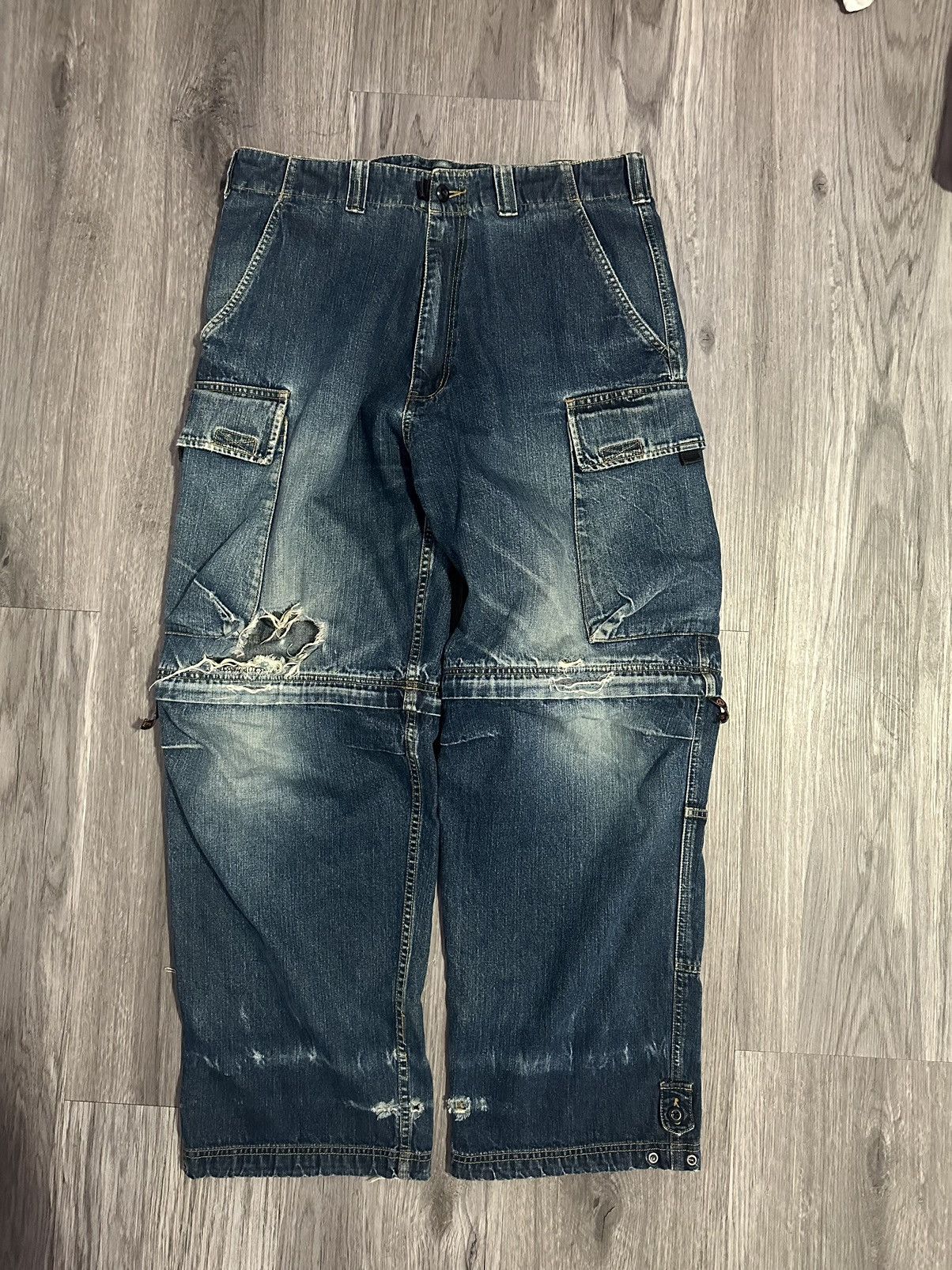 JNCO × Japanese Brand Vintage Japanese Brand Baggy Ripped Carpenter Cargo Jeans Size US 34 / EU 50 - 1 Thumbnail