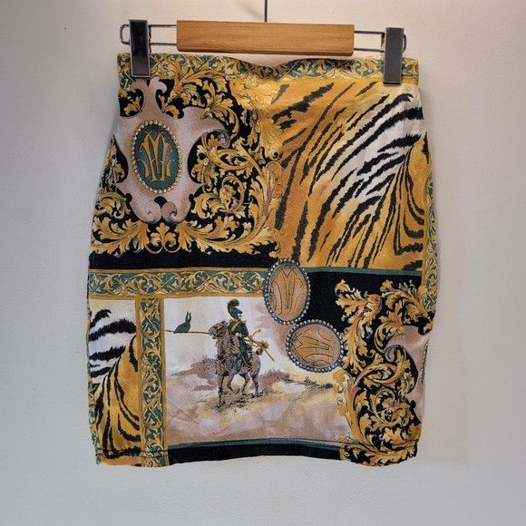 Other Unique Vintage barocco mini skirt with tiger print - Eu 40 Size 28" / US 6 / IT 42 - 2 Thumbnail