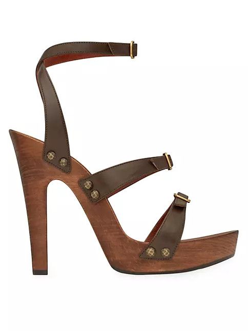 image of Saint Laurent Paris Oc11Z10524 Joan Platform Sandals In Brown, Women's (Size 6)