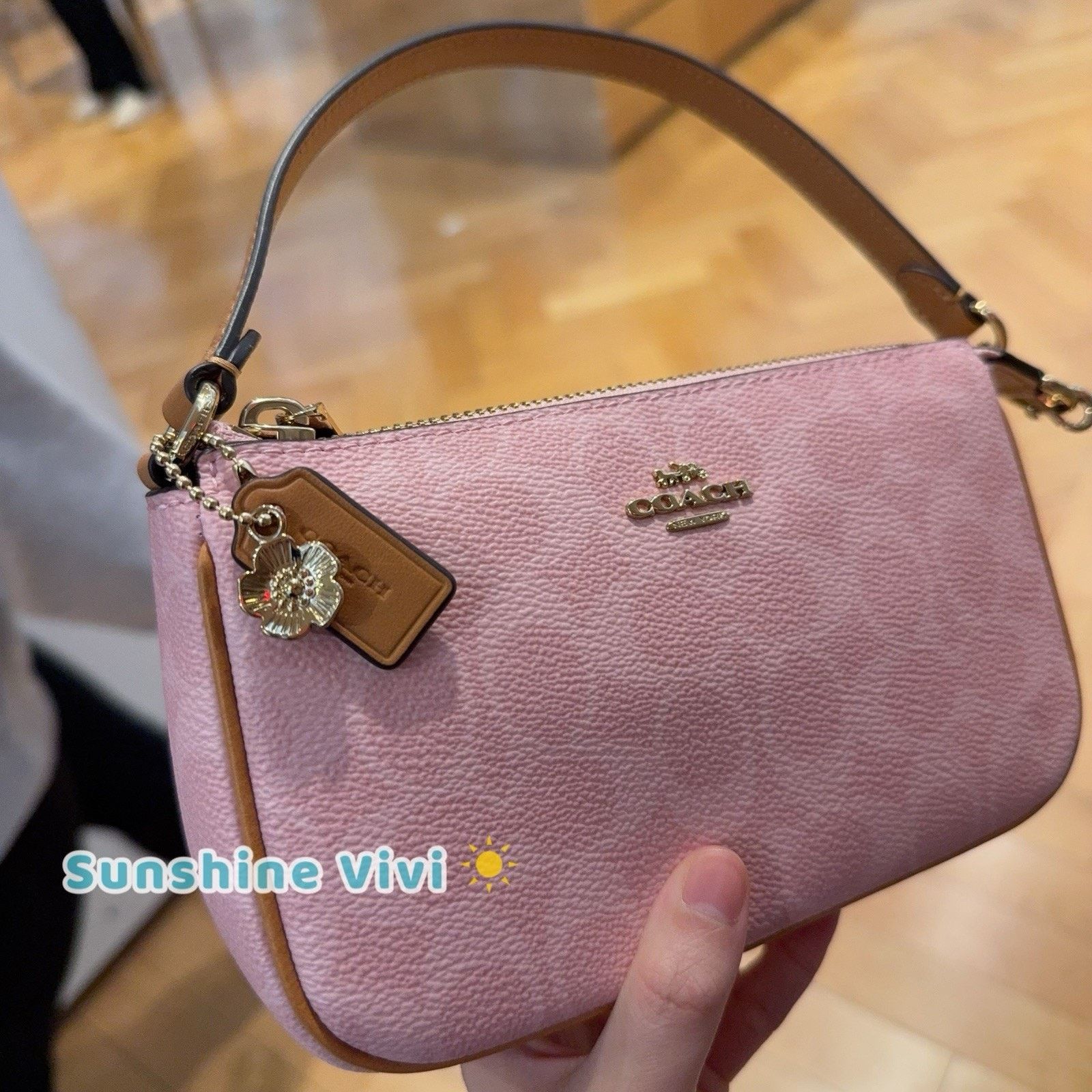 Coach NWT Coach Nolita 19 Canvas Charm Gold/Powder Pink CDW31 Size ONE SIZE - 4 Thumbnail