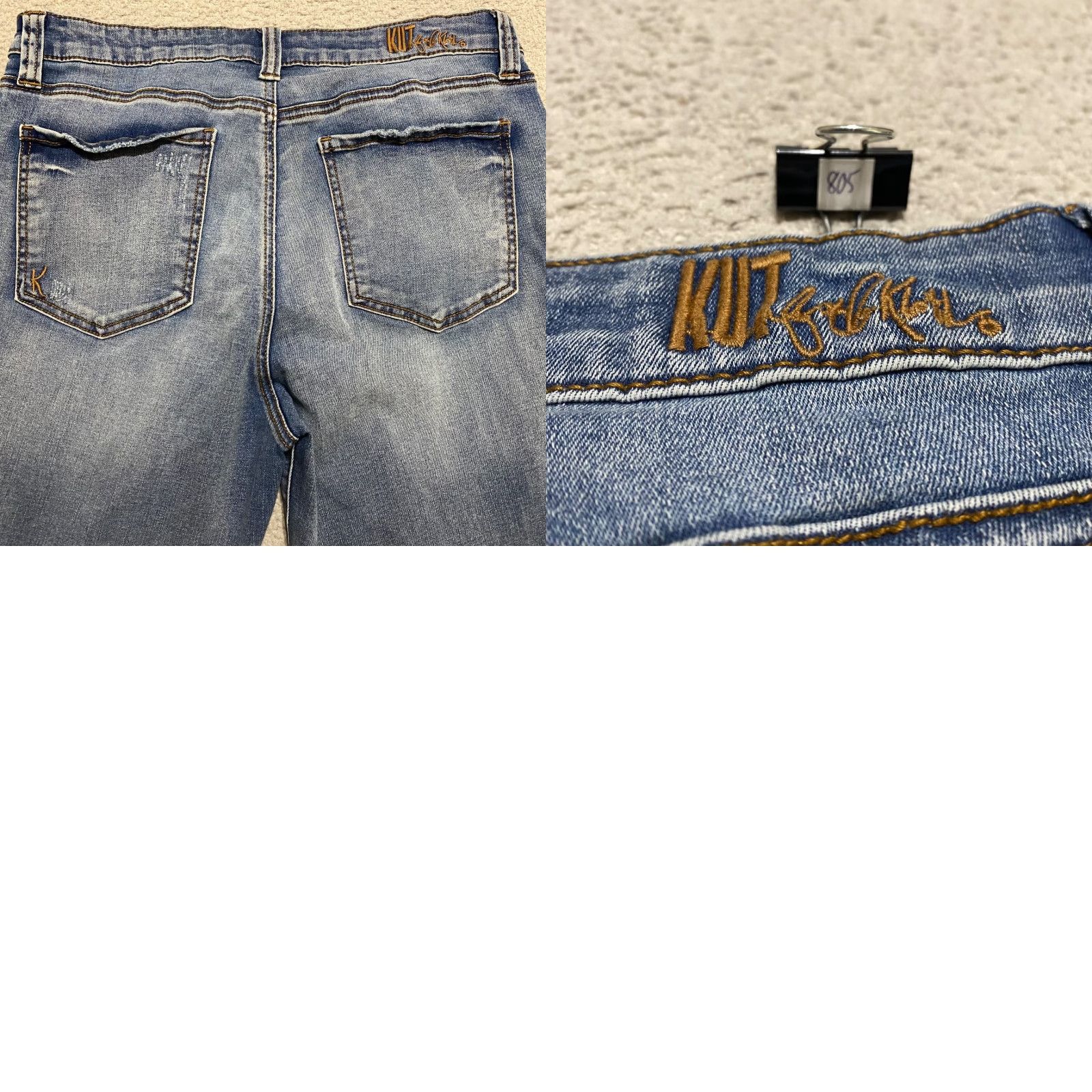 Vintage KUT from the Kloth Womens Jeans 14 Blue Denim High Rise Ankle Distress Raw Hem 5-Pocket Design Size 36" / US 14 / IT 50 - 9 Thumbnail