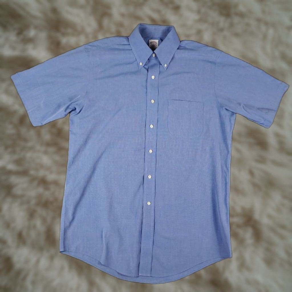 Brooks Brothers VINTAGE Brooks Brothers Men’s Dress Shirt Size 15.5 Blue Cotton Short Sleeve Business Casual Formal Wedding Size 40R - 1 Thumbnail