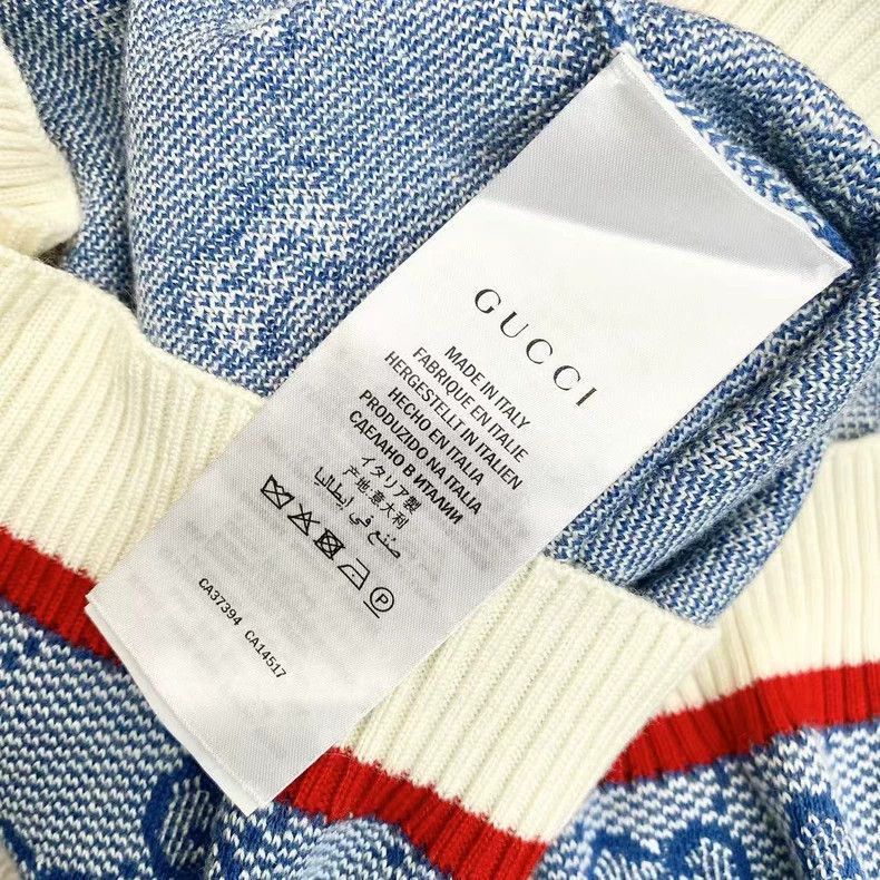 Gucci Gucci Blue and white gg full-print knitted short sleeves Size M / US 6-8 / IT 42-44 - 4 Thumbnail