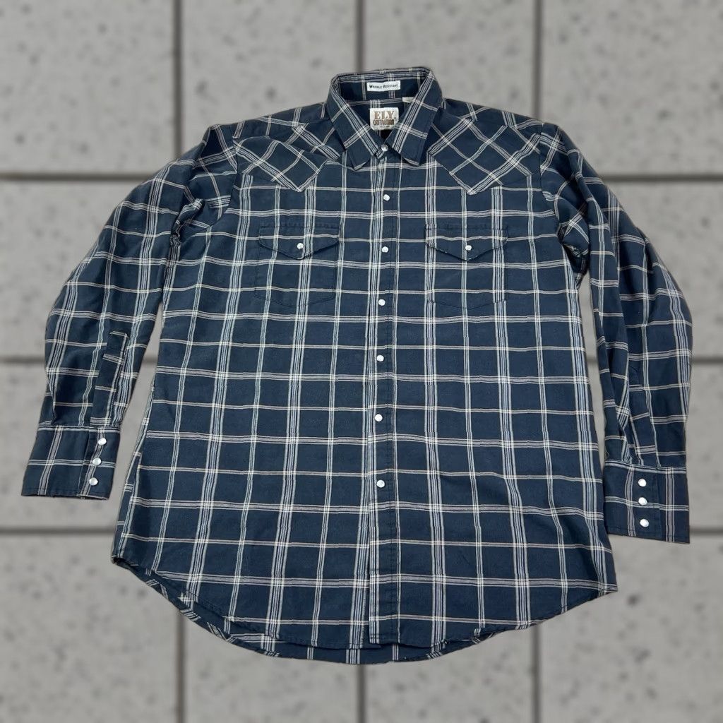 Vintage VINTAGE Mens Ely Cattleman Western Shirt L Black Plaid Button-Up Long Sleeve Size US L / EU 52-54 / 3 - 1 Thumbnail