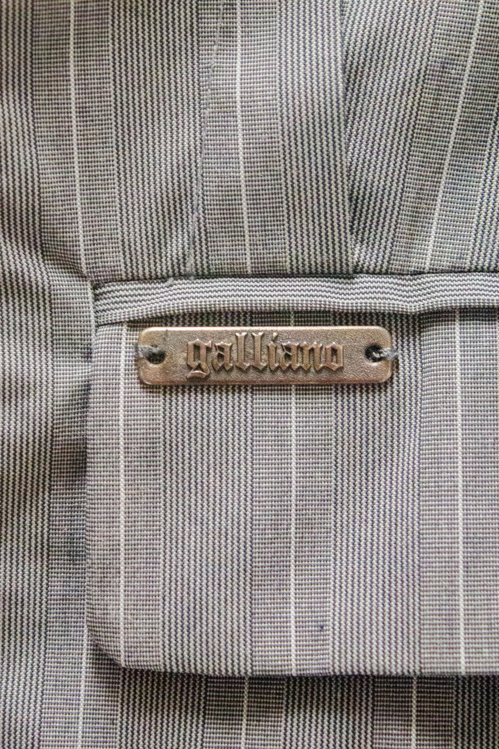 John Galliano Galliano y2k grey cotton pinstripe jacket with gazette print Size XS / US 0-2 / IT 36-38 - 3 Thumbnail