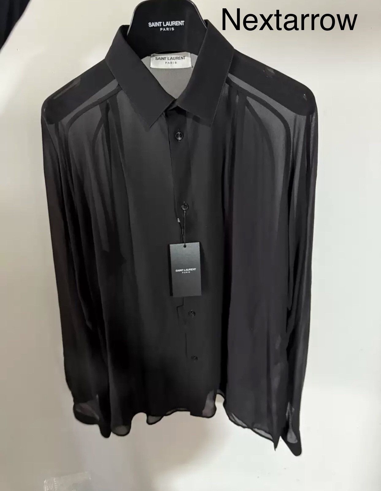 Saint Laurent Paris × Yves Saint Laurent Saint Laurent semi transparent black silk shirt2412- Size US M / EU 48-50 / 2 - 1 Thumbnail