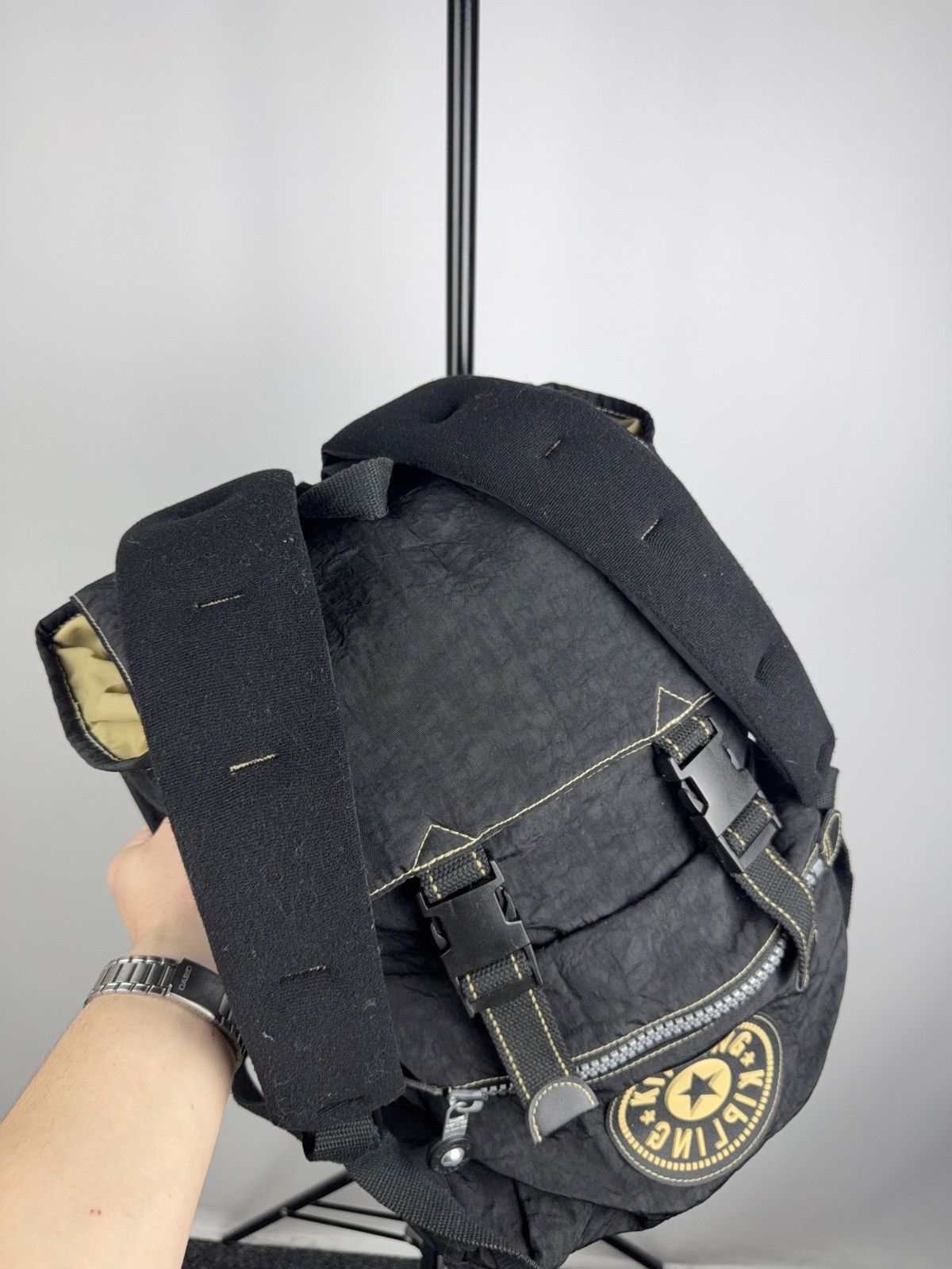 Vintage Kipling Backpack Black Outdor Nylon Y2K Big Logo Rucksack Size ONE SIZE - 8 Thumbnail