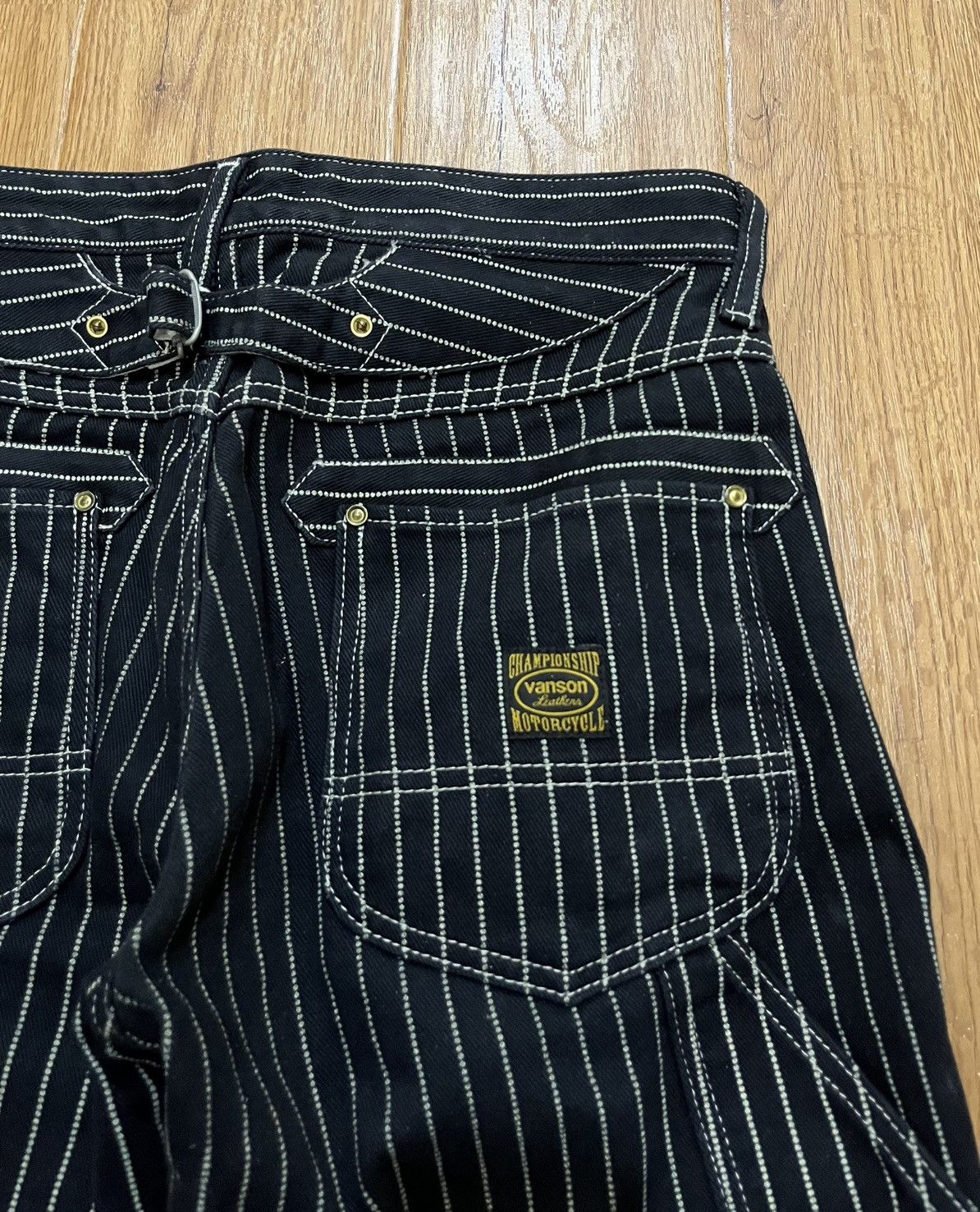 Vanson Leathers Vanson Leather Wabash Stripe Buckle Back Carpenter Pants Size US 31 - 4 Thumbnail