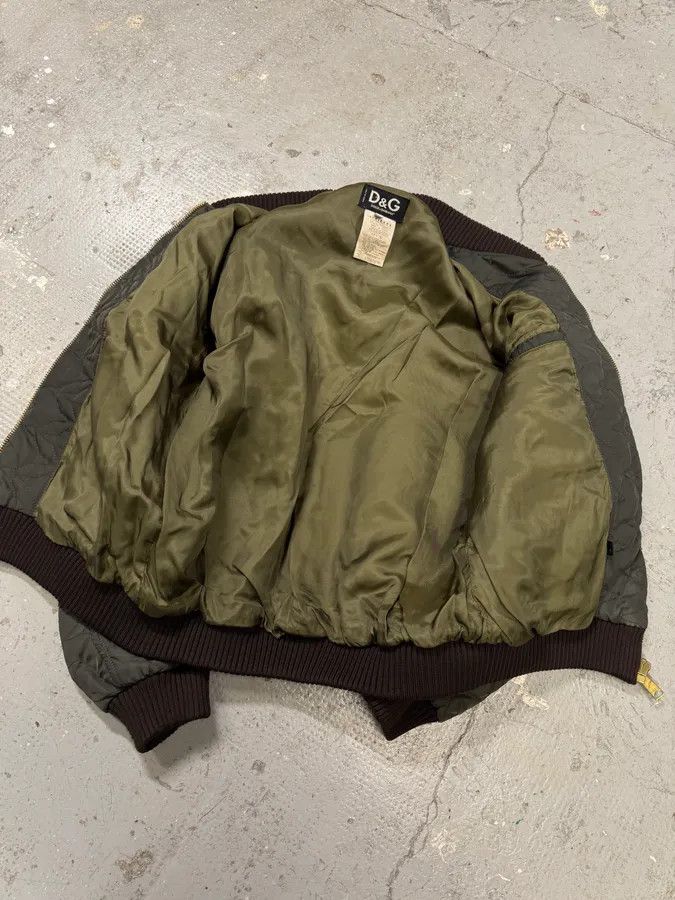 Dolce & Gabbana × Vintage AW2001 Dolce & Gabbana Quilted Olive Hybrid Leather Bomber Jacket Size US L / EU 52-54 / 3 - 8 Thumbnail