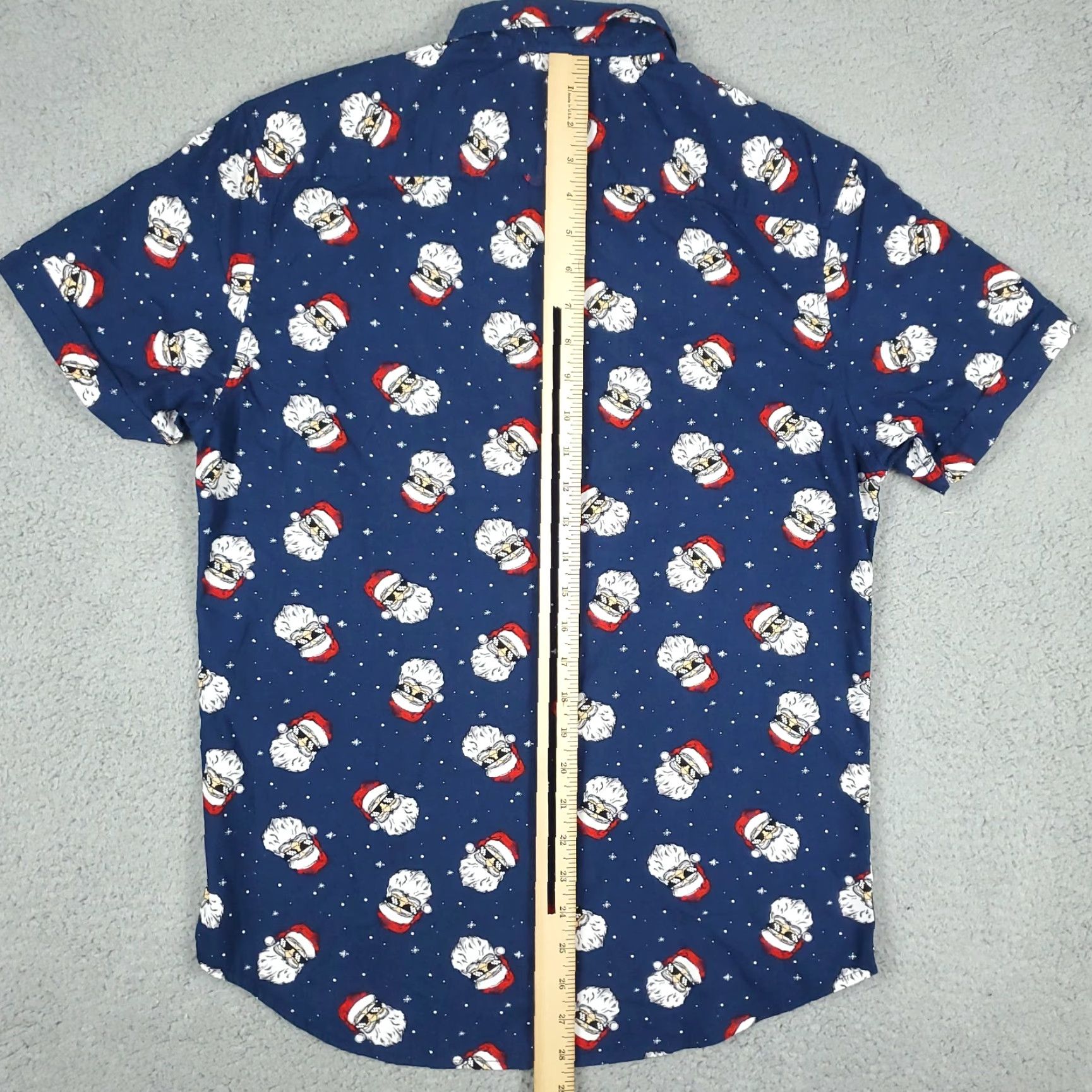 Denime VINTAGE Denim & Flower Shirt Men S Blue All Over Santa Christmas Button-Up Short Sleeve - Note: The item is not vintage per specs; avoid mislabeling. Size US S / EU 44-46 / 1 - 4 Thumbnail