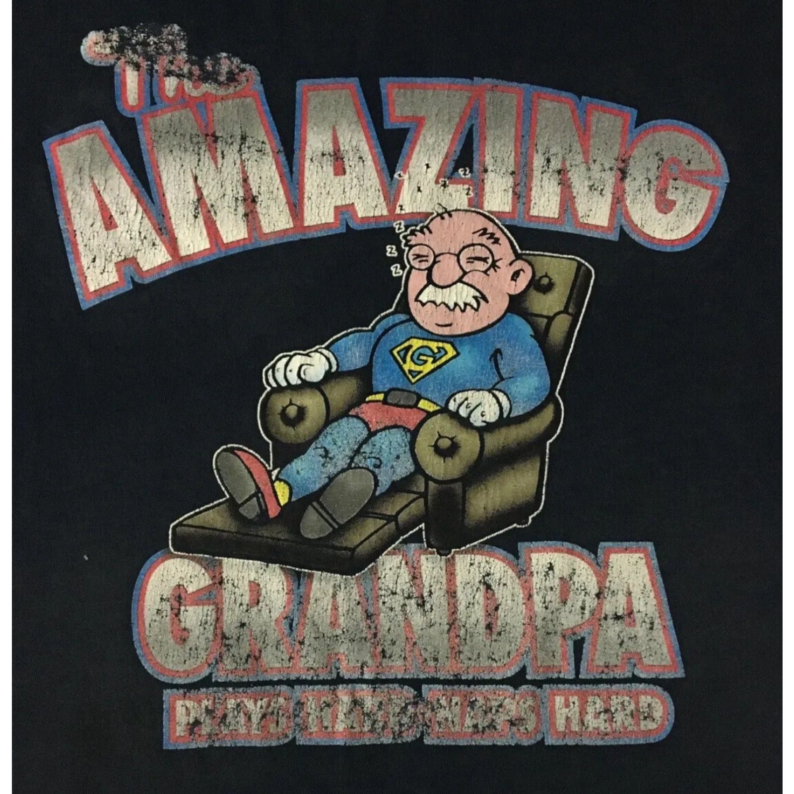 Vintage VINTAGE Amazing Grandpa Play Hard Nap Hard Faded Distressed Shirt 2XL Blue Mens T-Shirt 90s Grunge Dad Humor USA Size US XXL / EU 58 / 5 - 3 Thumbnail