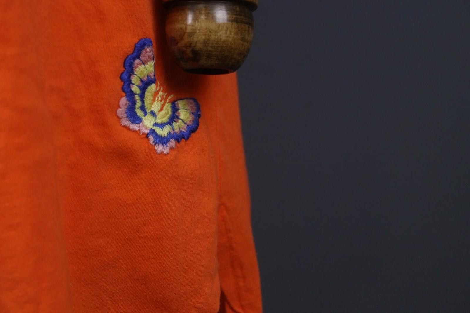 Designer Johnny Was Orange Cotton Embroidered Shift Dress Size M / US 6-8 / IT 42-44 - 9 Thumbnail