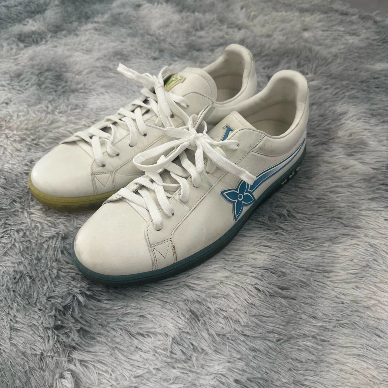 Louis Vuitton LV Monogram white blue green sneakers 7 95 New Size US 7 / EU 40 - 1 Thumbnail