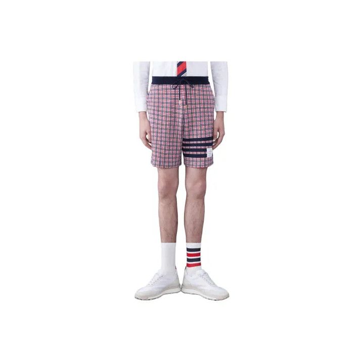 Thom Browne Thom Browne Red Cotton Check Jacquard Sweatshorts Size US 30 / EU 46 - 1 Thumbnail