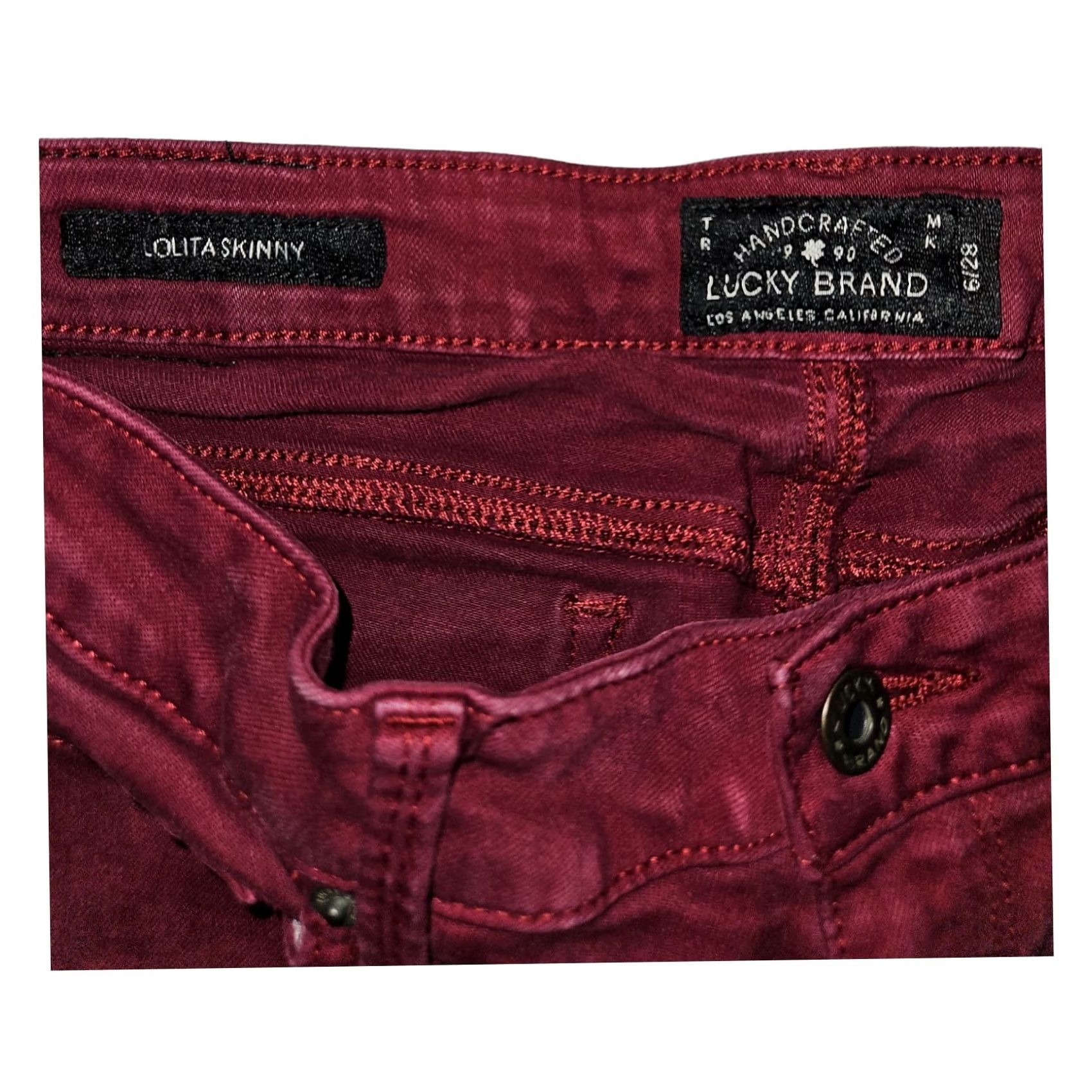 Lucky Brand Luck Brand Lolita Skinny Jeans Women 6/28 Red Stretch Casual City Preppy - 29-in Size 28" / US 6 / IT 42 - 2 Thumbnail