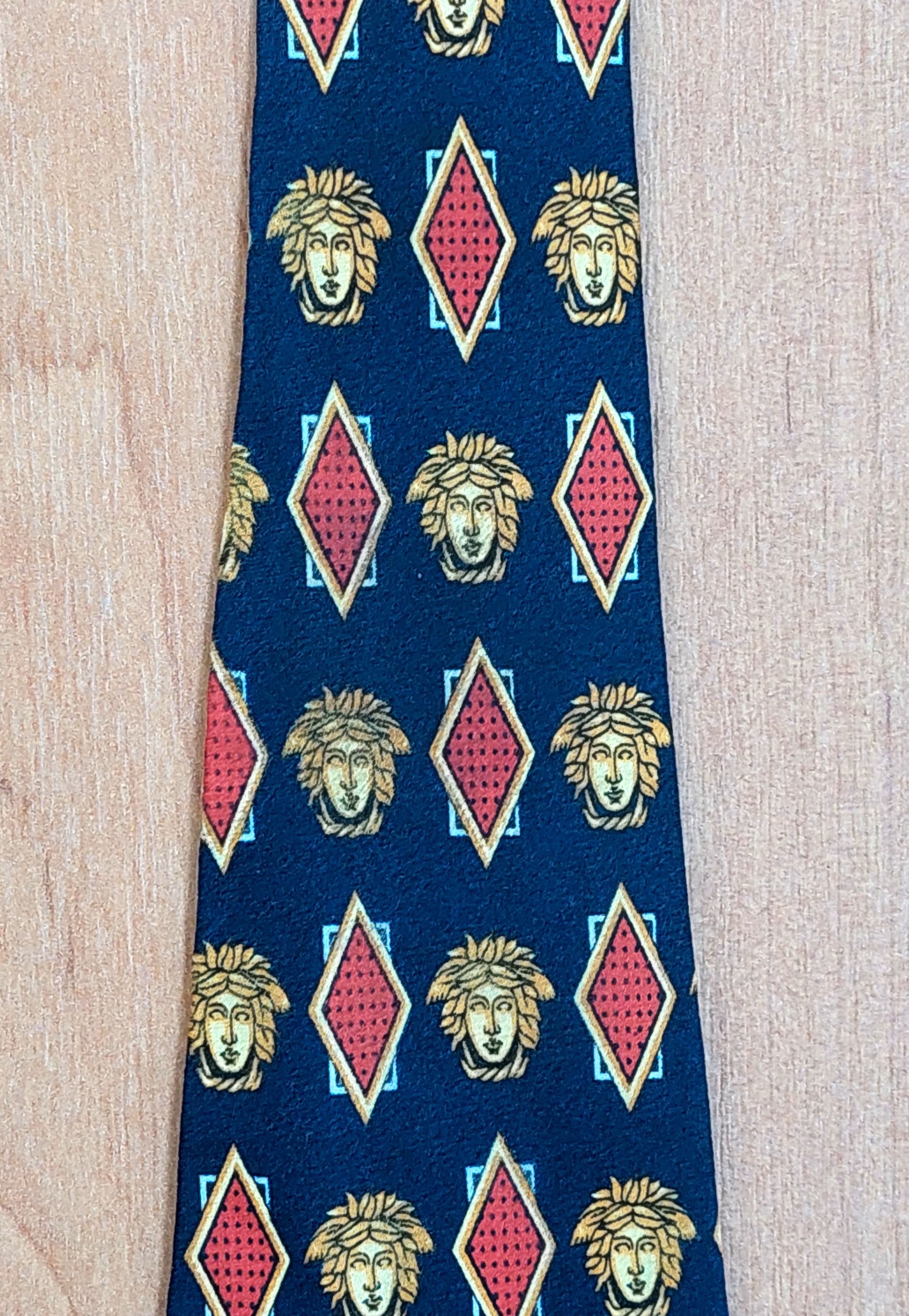 Versace Vintage Gianni Versace Medusa Silk Tie Navy Geometric 90s Size ONE SIZE - 15 Thumbnail