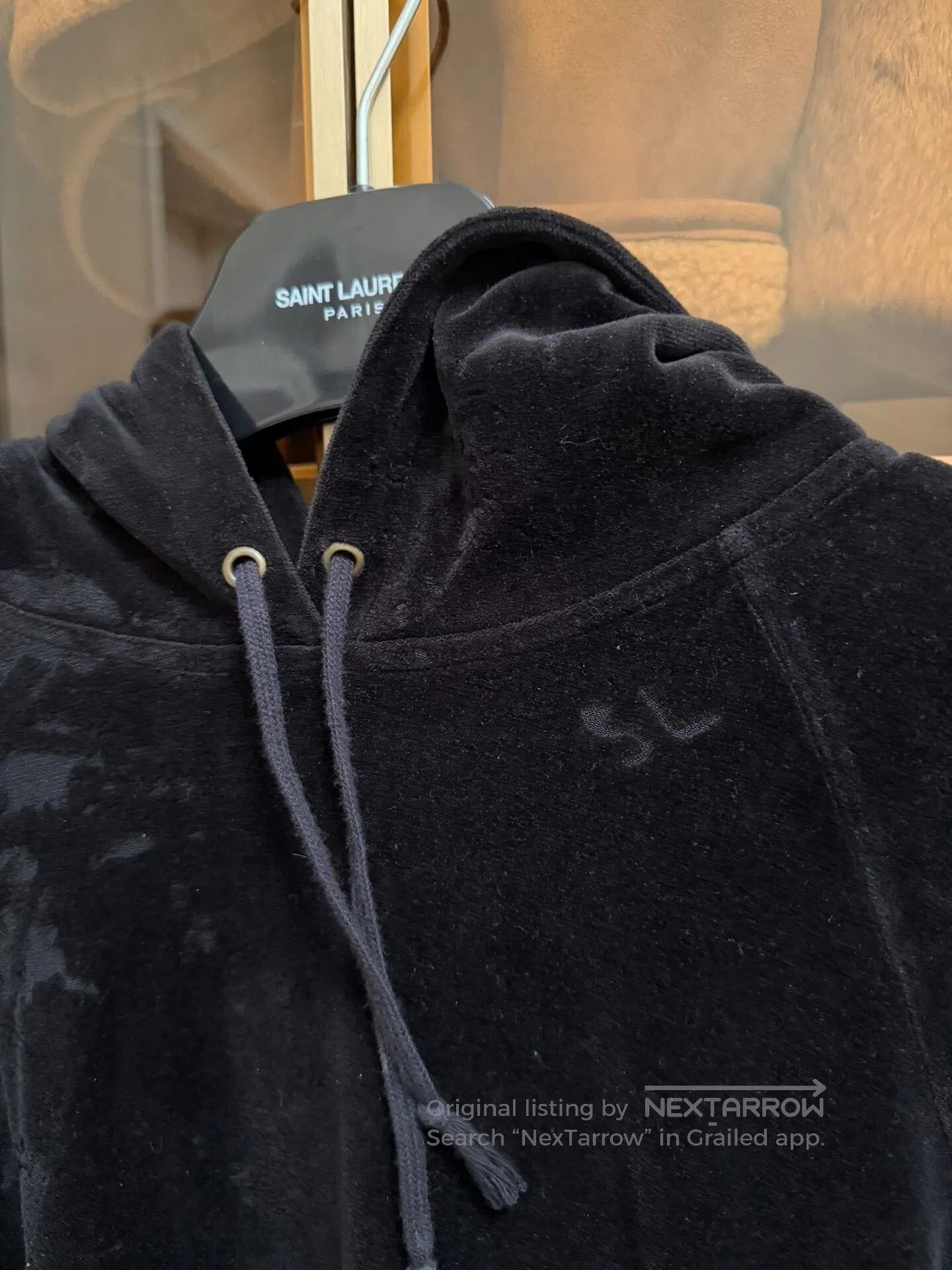 Saint Laurent Paris Saint Laurent Black Velvet Hoodie XL. Size US XL / EU 56 / 4 - 5 Thumbnail