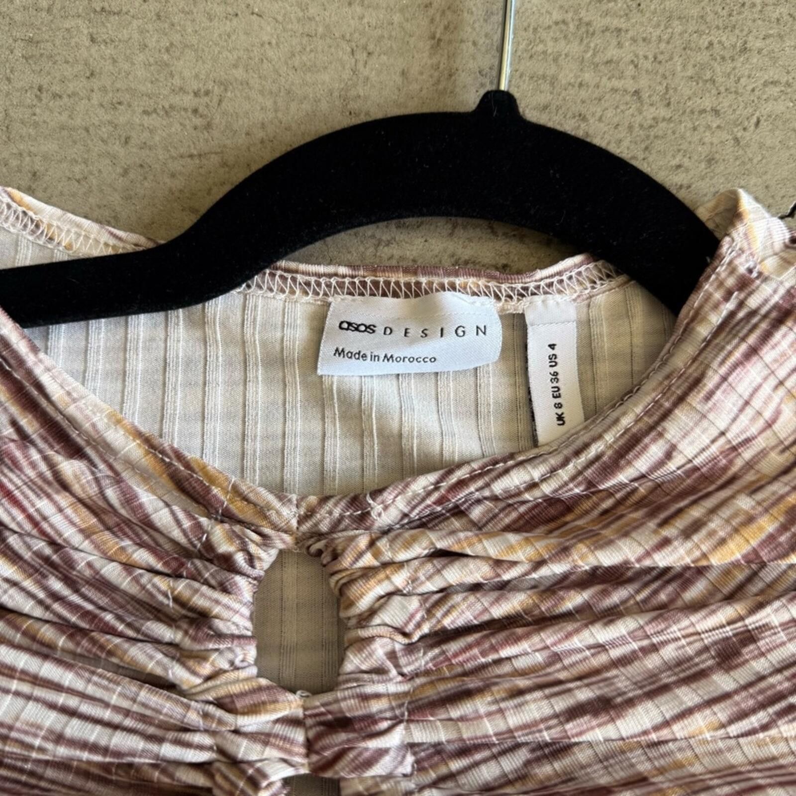 Asos ASOS DESIGN / Tie Keyhole Crop Top / Space Dye Beige Size S / US 4 / IT 40 - 5 Thumbnail