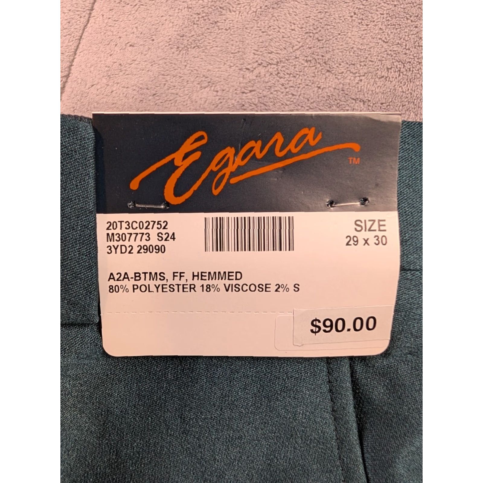 Egara Egara Pants Men 29x30 Emerald Skinny Flat Front Dress Stretch Trousers Pants Mens Slim Fit Green 29 Inseam 30in Solid Stretch Wear Size US 29 - 3 Thumbnail