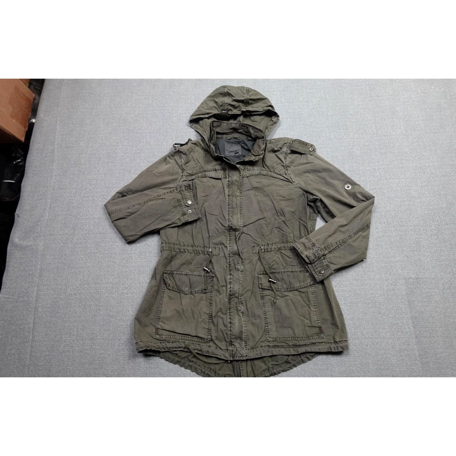 Levi's Levi's Parka Coat Womens Large Green Army Hooded Fishtail Utility Jacket Zip Size L / US 10 / IT 46 - 4 Thumbnail