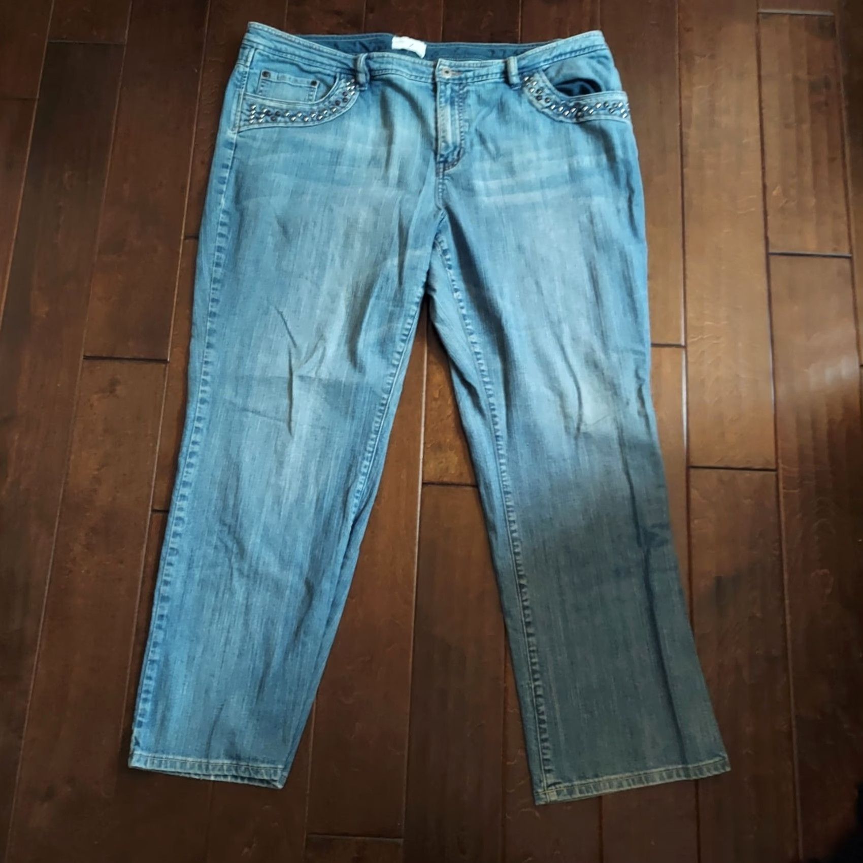 Denime Venezia Women's Jeans Denim Blue Studded Pockets Plus Size 22 Size 40" / US 18 - 2 Thumbnail