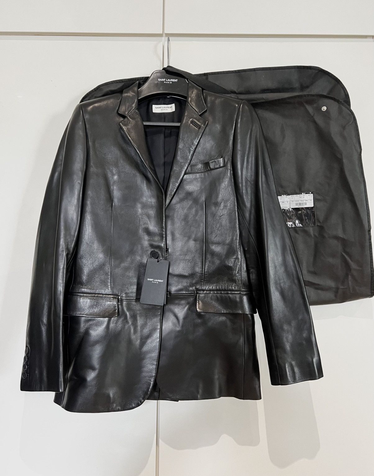 Saint Laurent 13SS Black Lambskin Leather Blazer