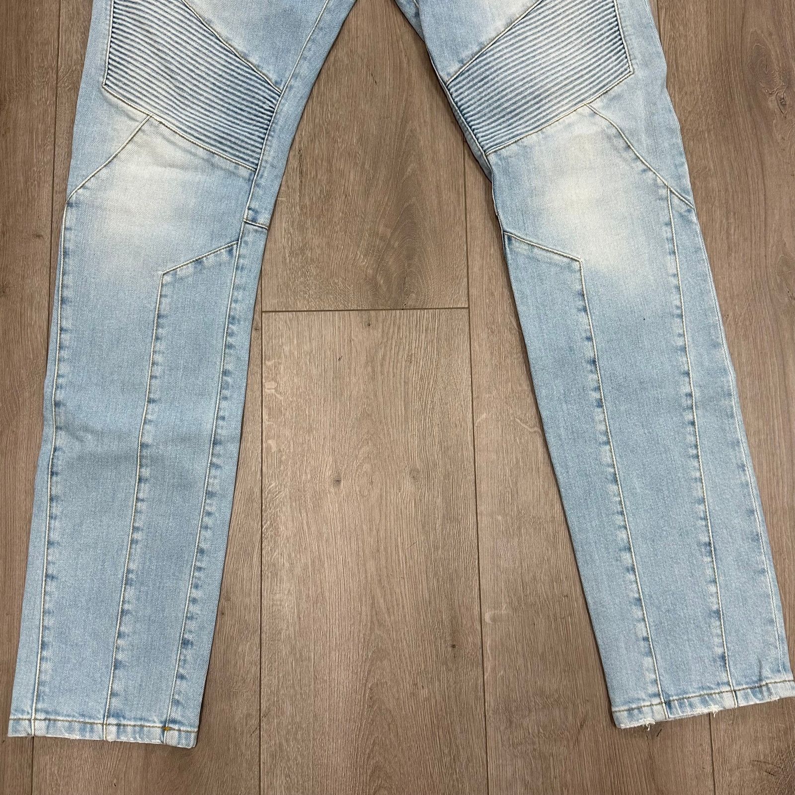 Balmain Balmain Ribbed Slim Multi-Cuts Jeans Bleu Jean Clair size 34 Size US 34 / EU 50 - 4 Thumbnail
