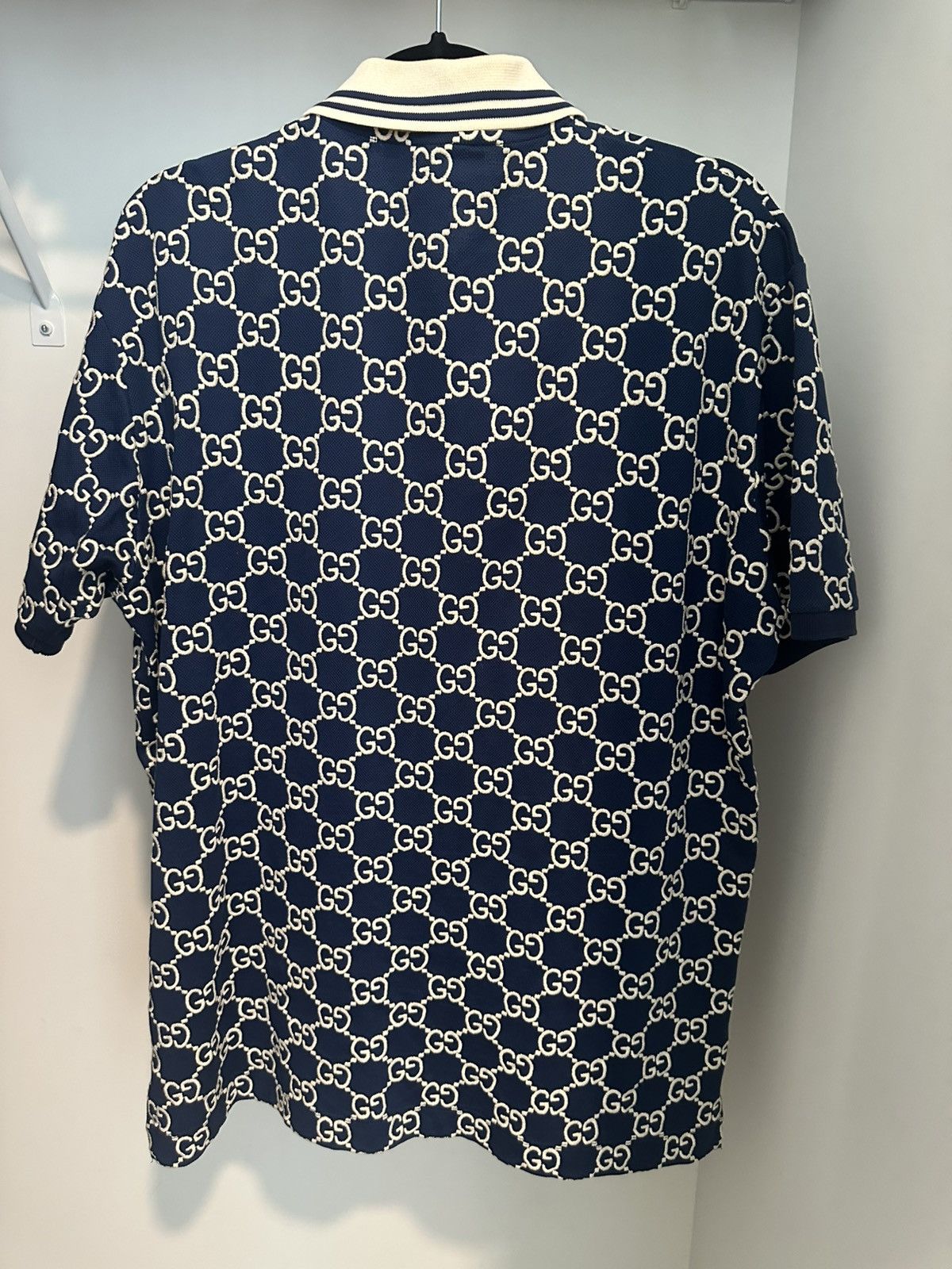 Gucci Gucci Navy GG Stretch Cotton Polo Size US L / EU 52-54 / 3 - 2 Thumbnail