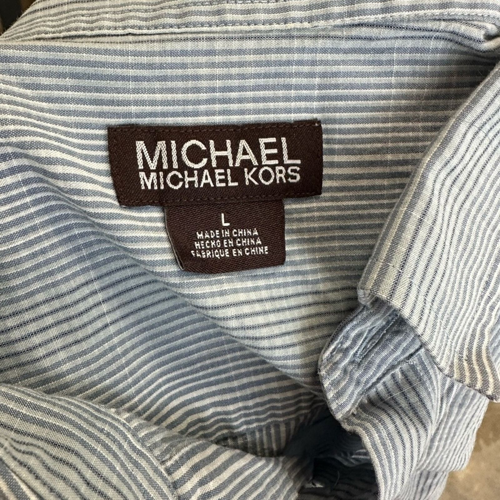 Michael Kors Michael Michael Kors Striped Button Front Shirt Size US L / EU 52-54 / 3 - 2 Thumbnail