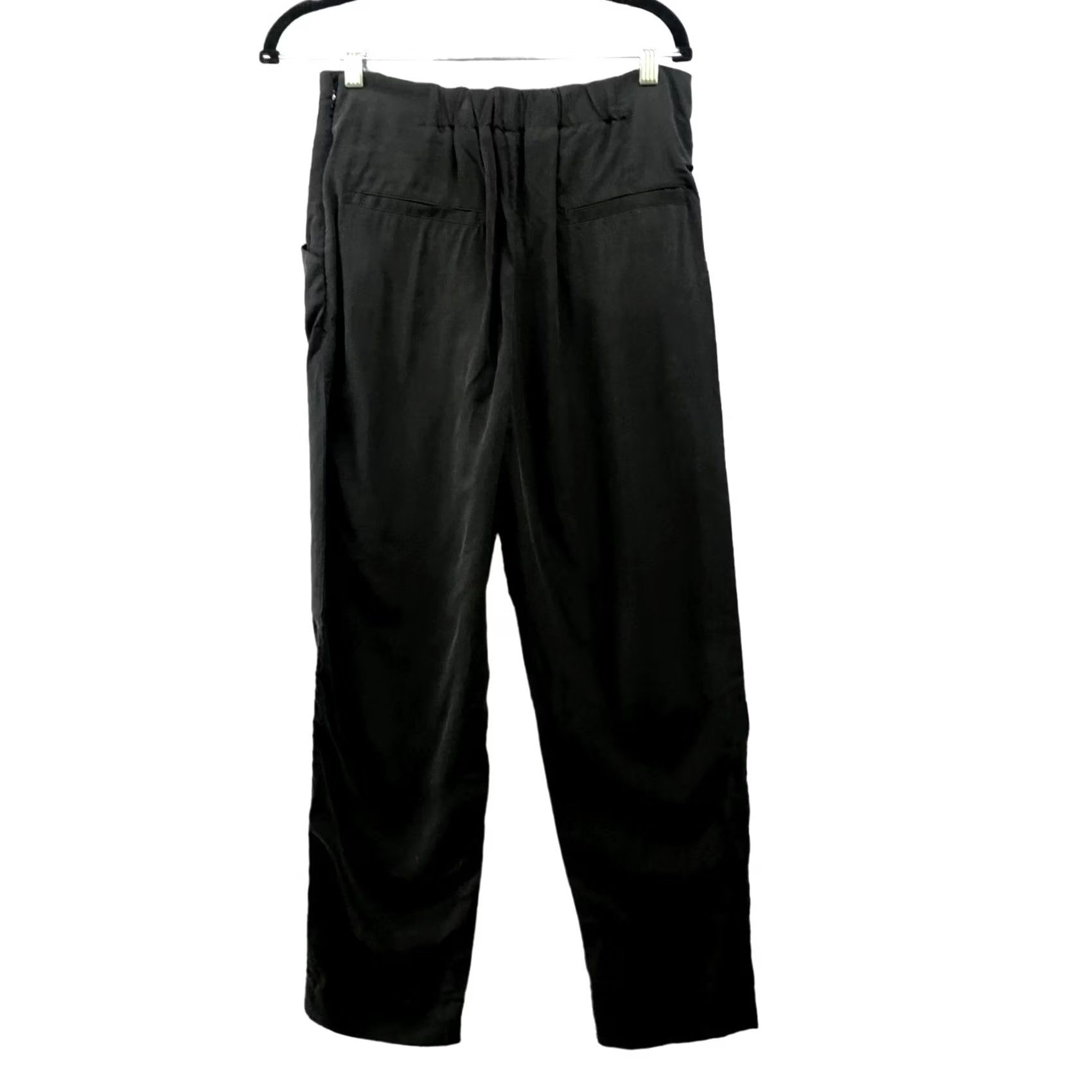 Anthropologie Anthropologie High Rise Crop Pants Womens S Black Buckle Front Relaxed Modal Size 28" / US 6 / IT 42 - 2 Thumbnail