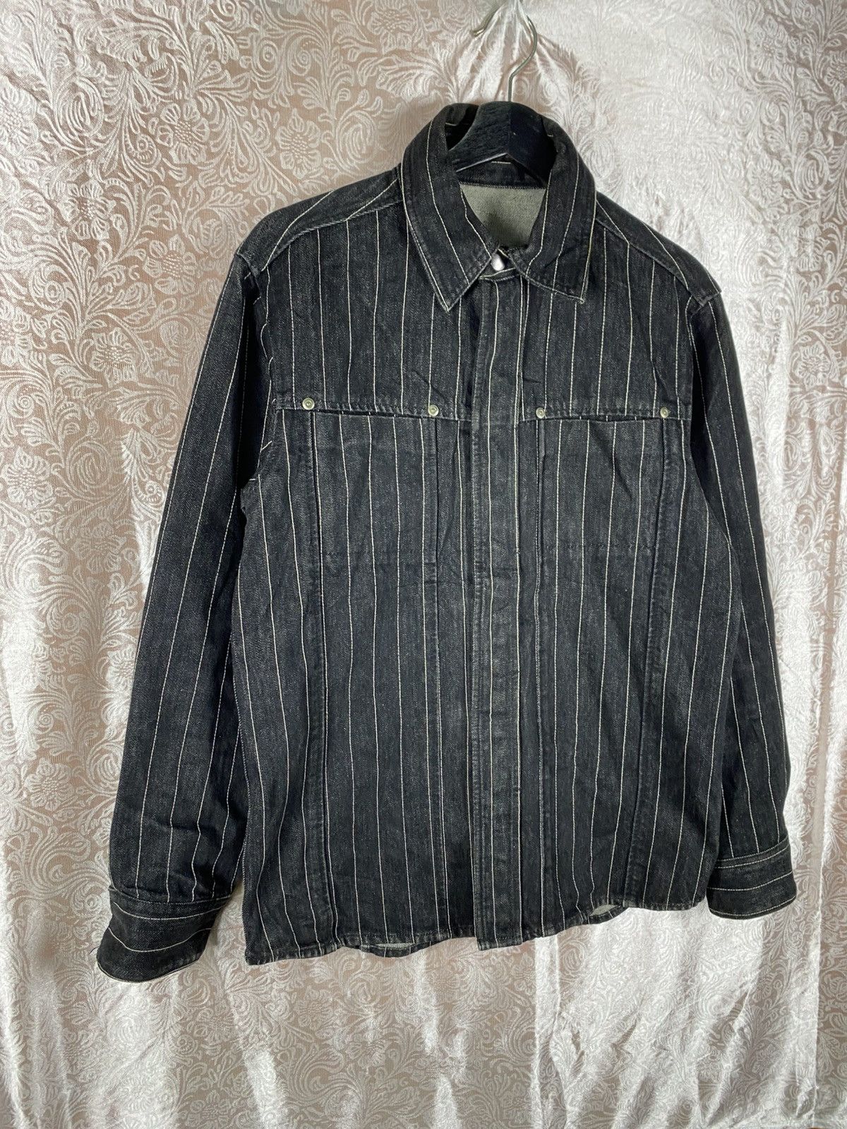 ADAM ET ROPE ADAM ET ROPÉ Black Pinstripe Denim Jacket Vintage Workwear Size US S / EU 44-46 / 1 - 5 Thumbnail