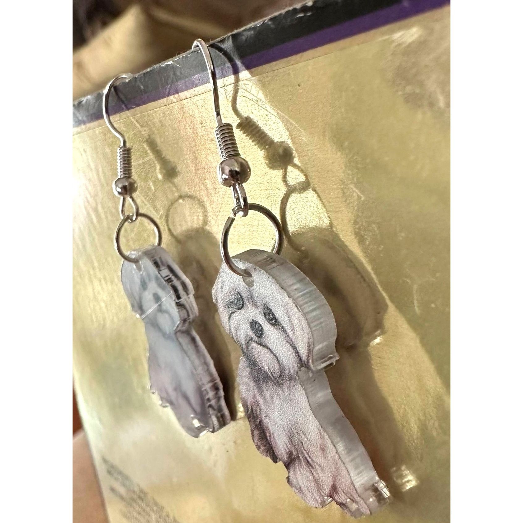 Handmade Bichon Frise Earrings New Dangle Hooks Double Sided Fluffy W Size ONE SIZE - 12 Thumbnail