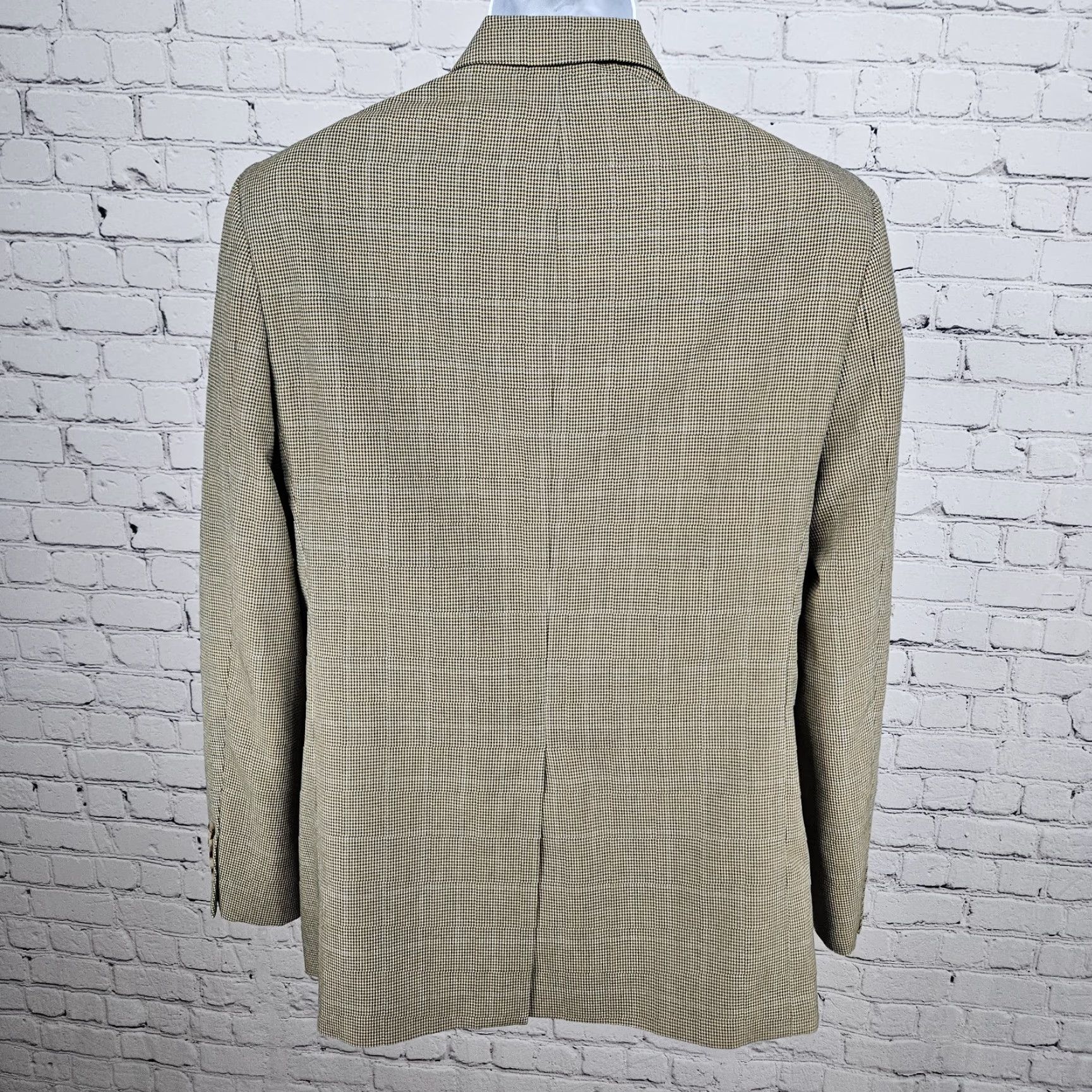 Tasso Elba Tasso Elba Sport Coat Blazer Notch Lapel Houndstooth 2 Button Vented Black Tan 40R Mens Jacket Regular Size Button Front) Size 40R - 2 Thumbnail