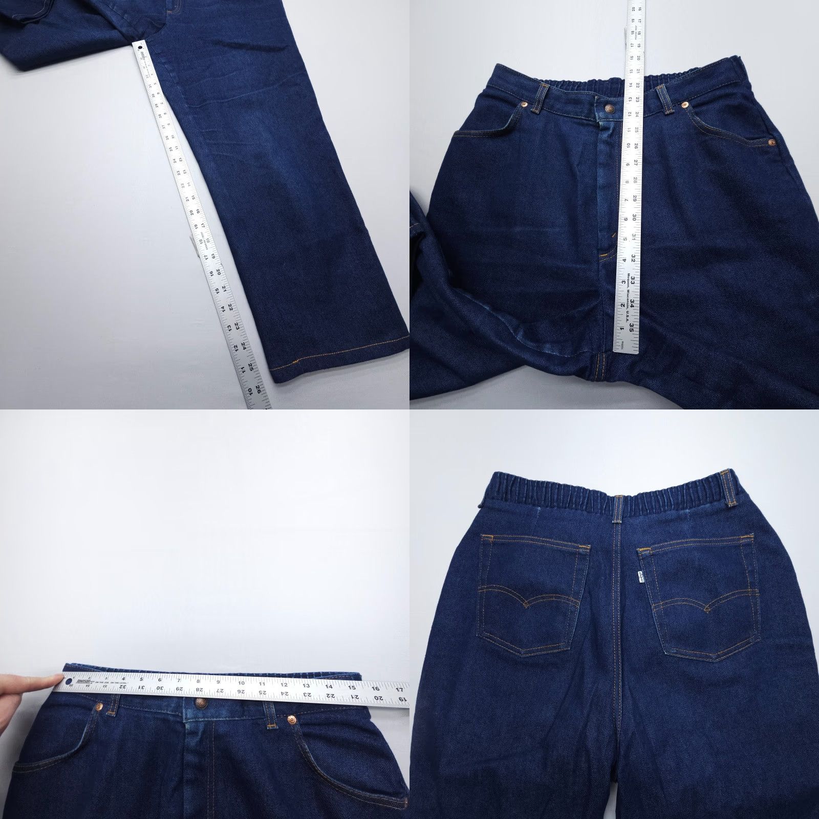 Levi's VINTAGE Levi's Jeans Cropped High Rise Prop Short 31 x 26" Dark Wash 80s 90s Women Blue Denim Size 24" / US 00 / IT 34 - 8 Thumbnail