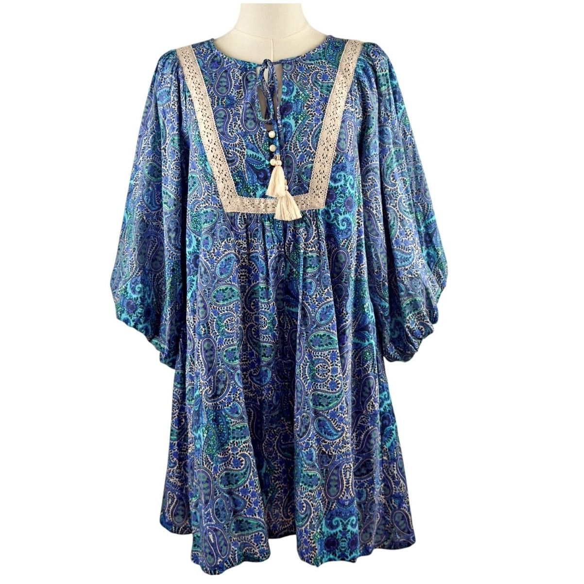 Anthropologie ANTHROPOLOGIE Romper LISSA Shorts Balloon Sleeves Paisley Size XS / US 0-2 / IT 36-38 - 2 Thumbnail