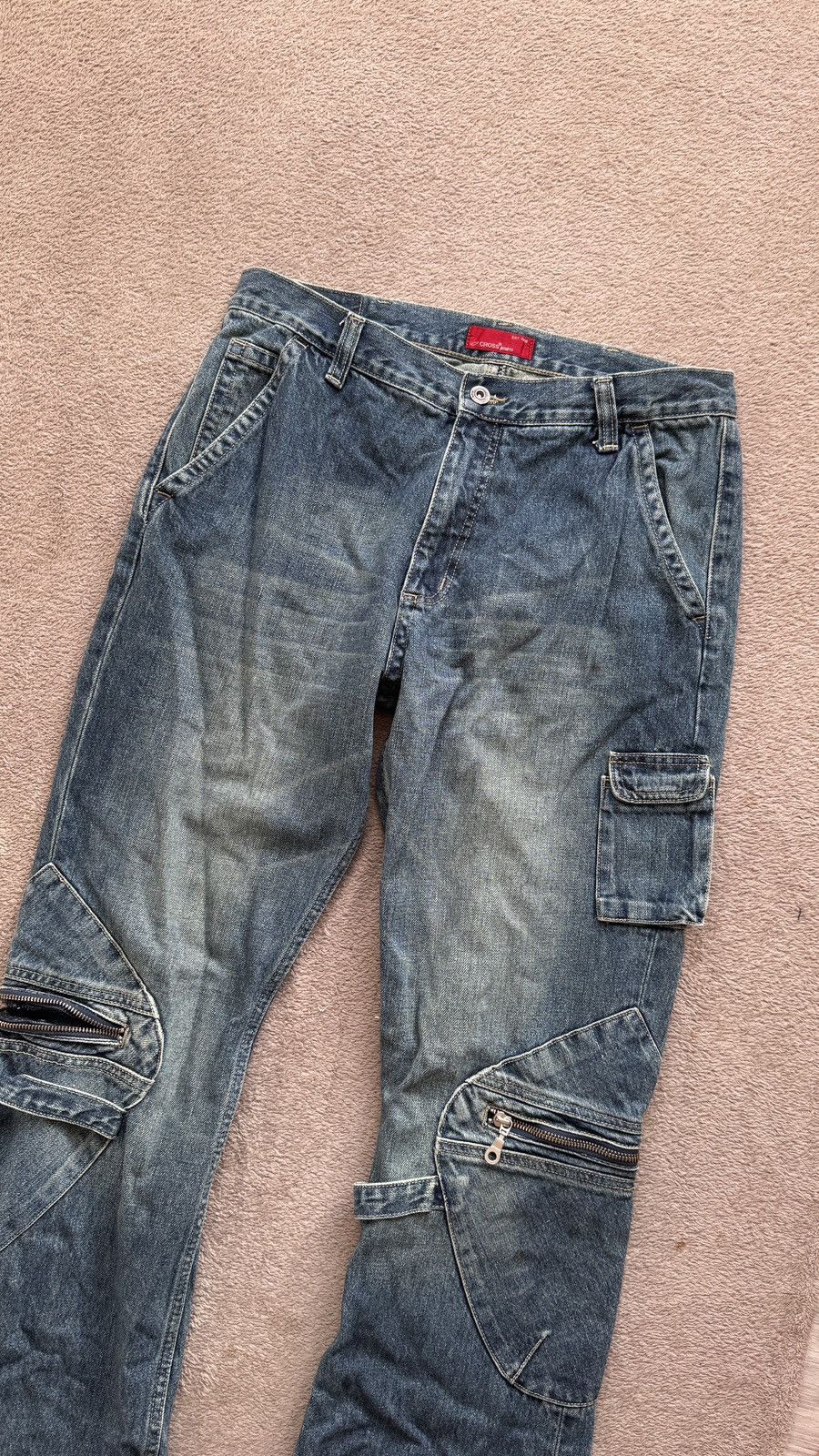 Hysteric Glamour Vintage Flared Jeans Y2K distressed washed denim cargo pants Size US 33 - 2 Thumbnail