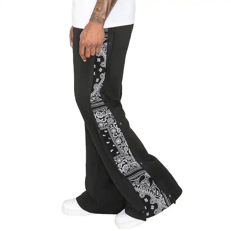 Printed Pattern Elastic Waist Buttoned Pant