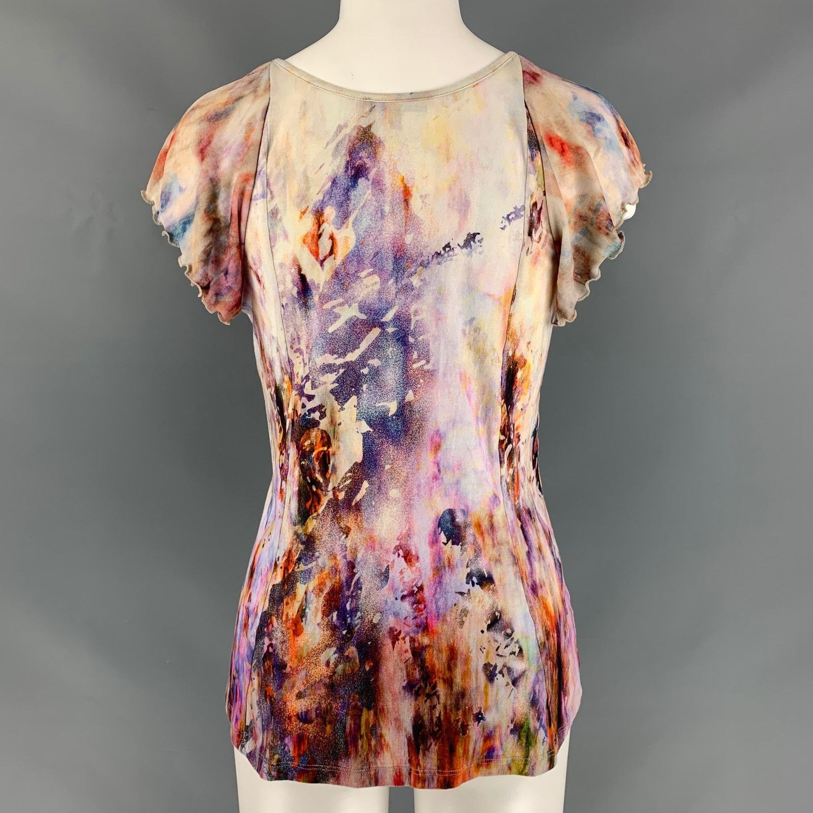 Nina Ricci 8 Pink Multicolour Cotton & Elastane Tie Dye Blouse Size M / US 6-8 / IT 42-44 - 3 Thumbnail