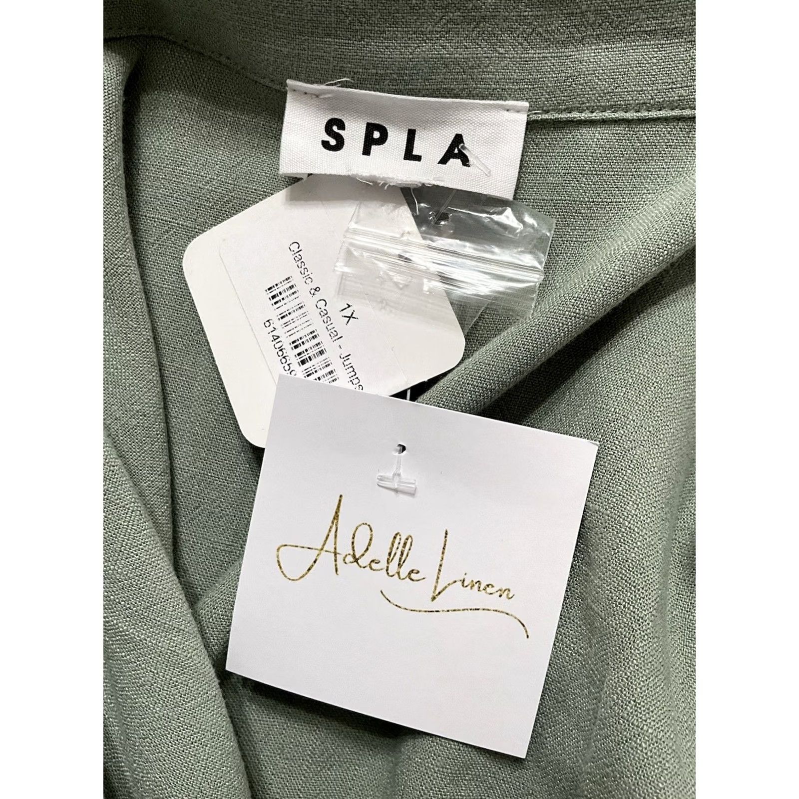 Vintage SPLA Women’s Green Romper OS One-Piece Wide-Leg Pockets Adjustable Straps Sleeveless Round Neck Spring Summer Beach Travel Size 40" / US 18 - 3 Thumbnail