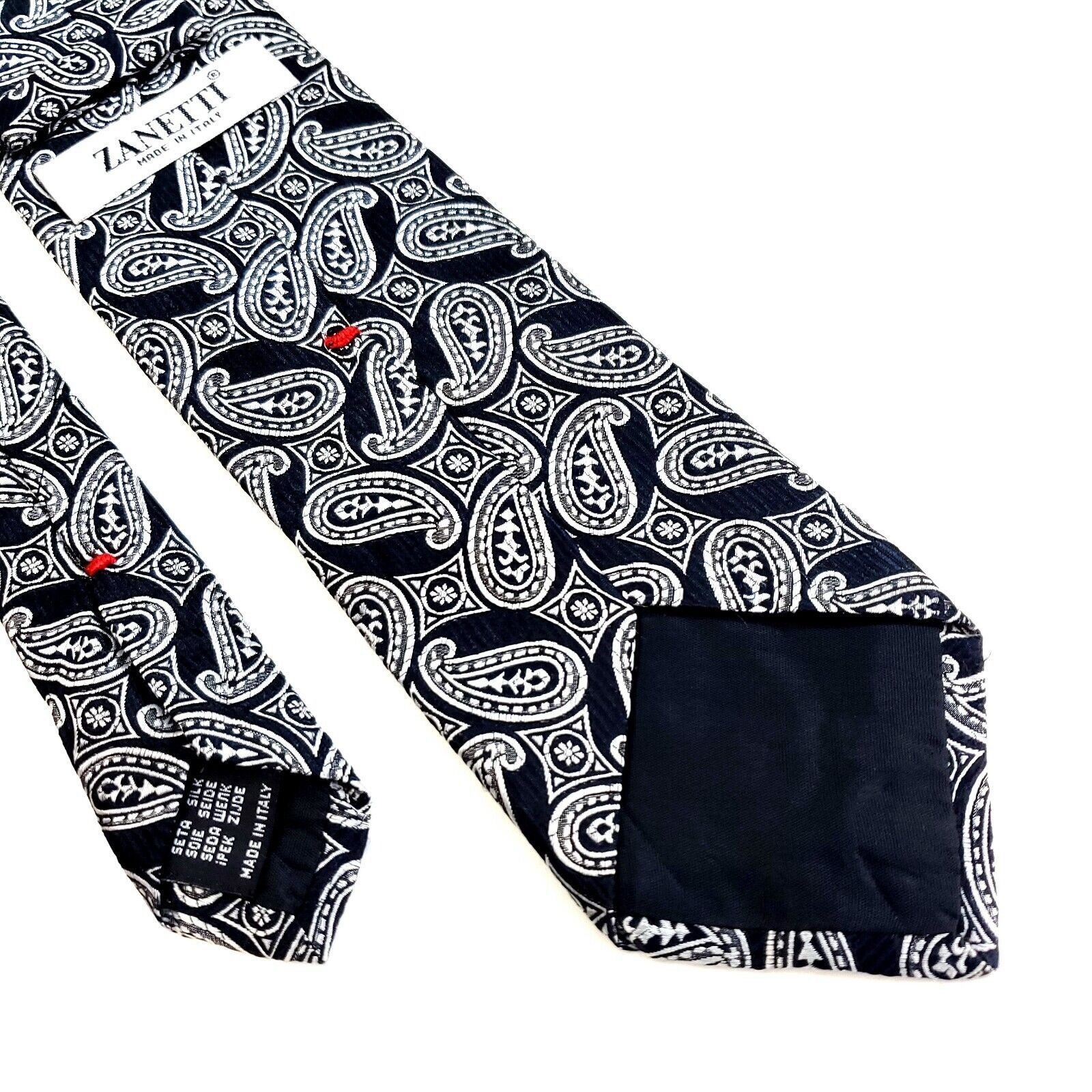 Zanetti Zanetti Italy Black Gray Paisley Woven Long Silk Tie Size ONE SIZE - 5 Thumbnail